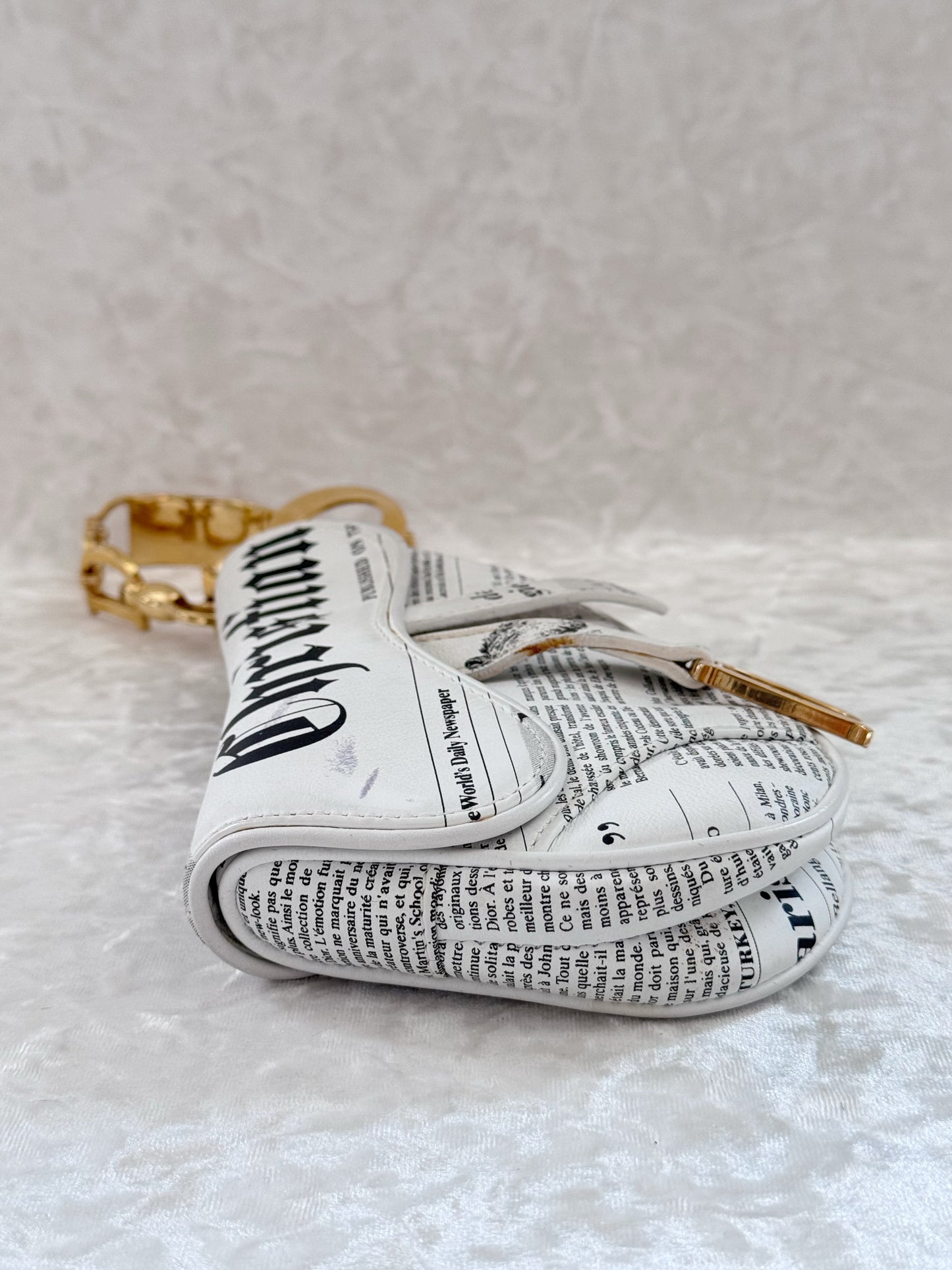 Christian Dior Newspaper Mini Saddle Clutch