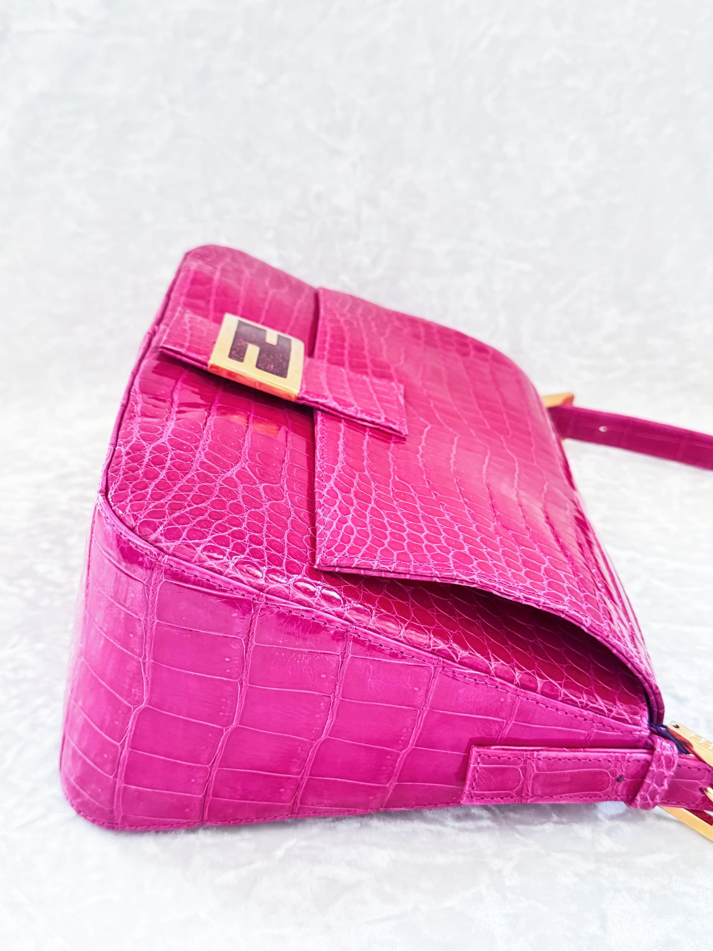 Fendi Pink Alligator Mamma Baguette