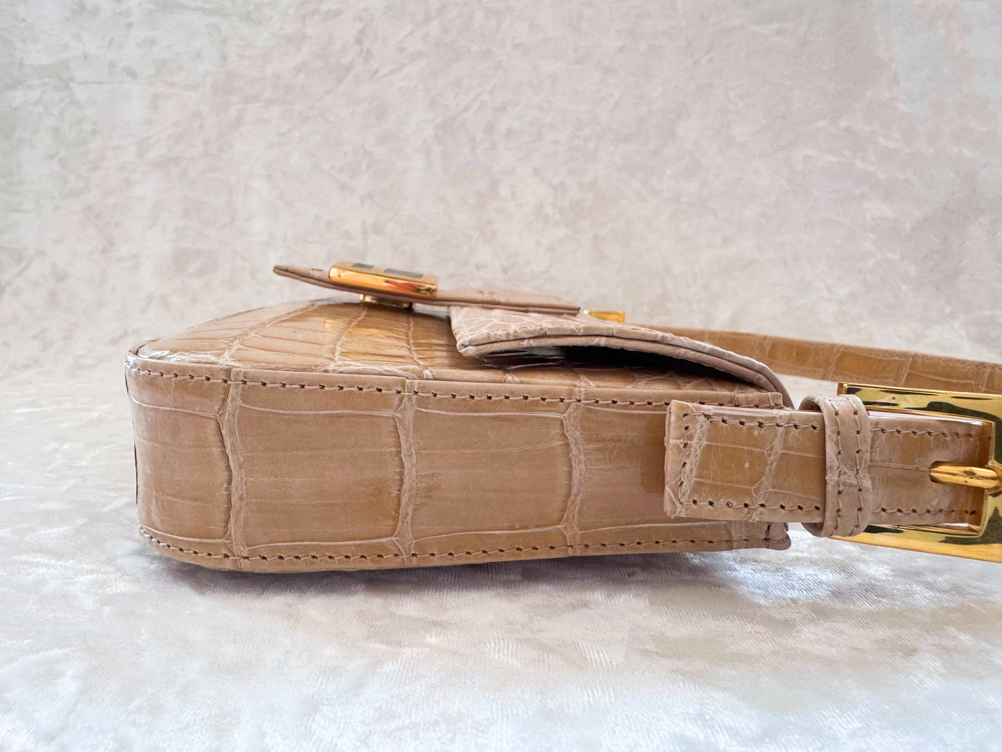 Fendi Beige Alligator Baguette 