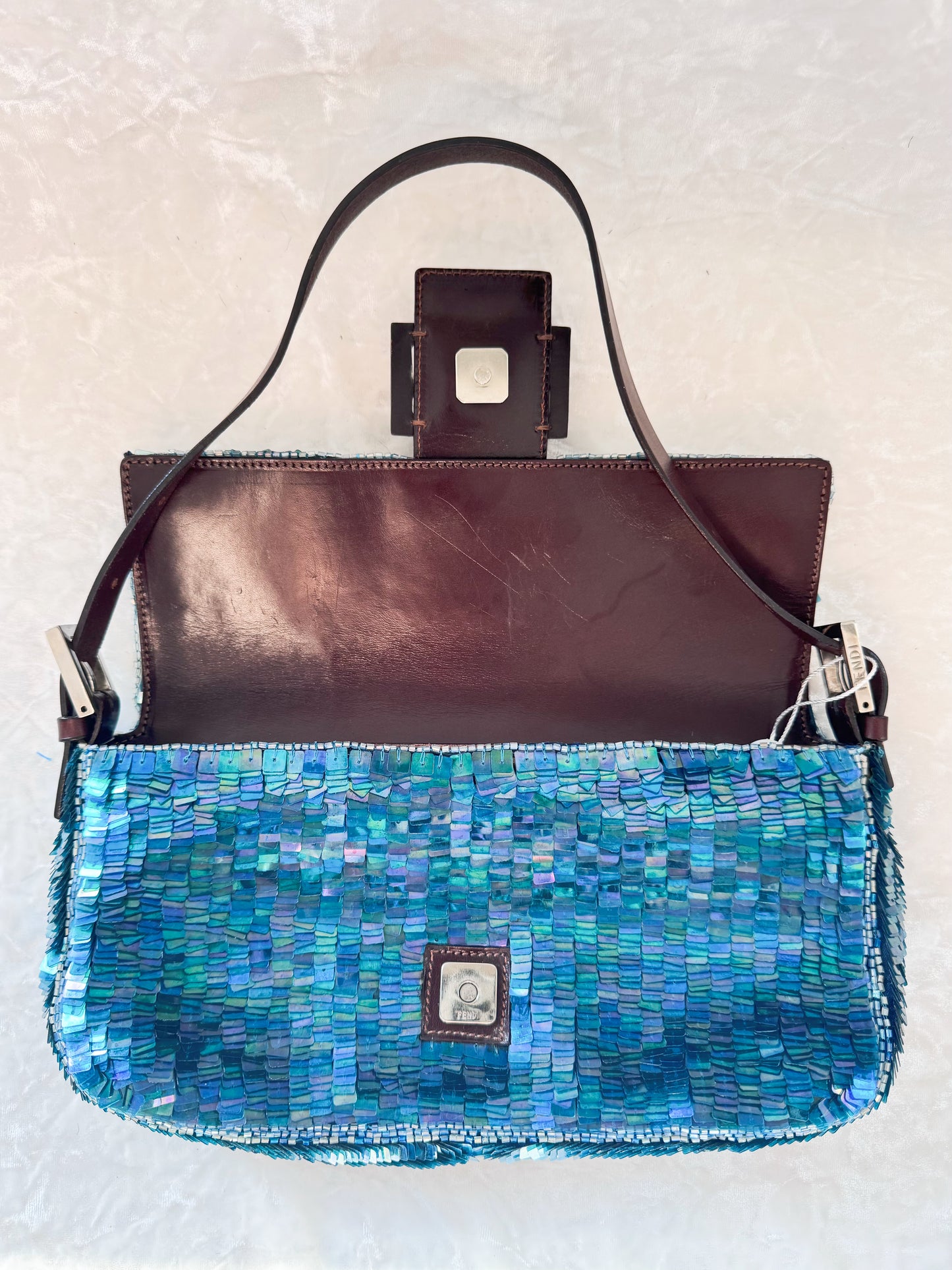 Fendi Blue Sequins Baguette