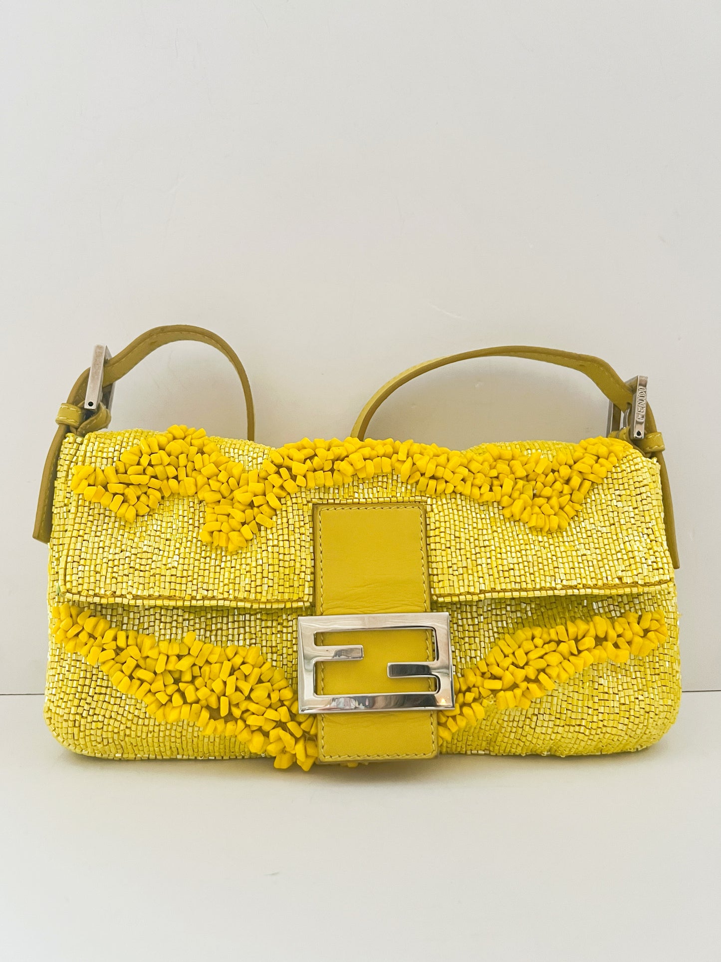Fendi Yellow Beaded Baguette