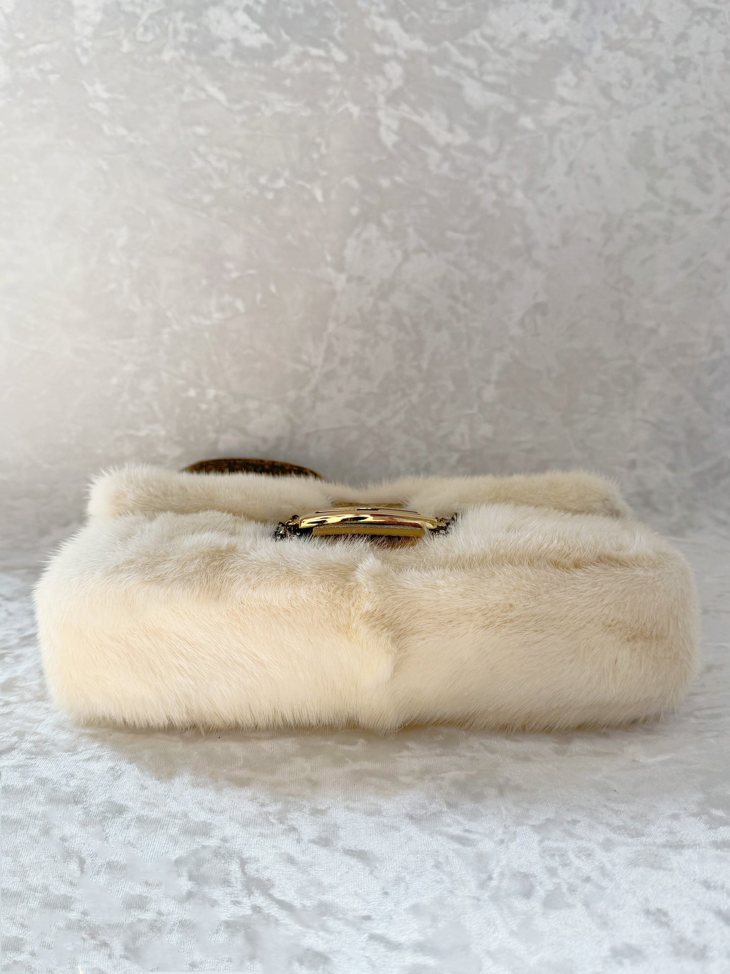 Fendi White Mink Baguette