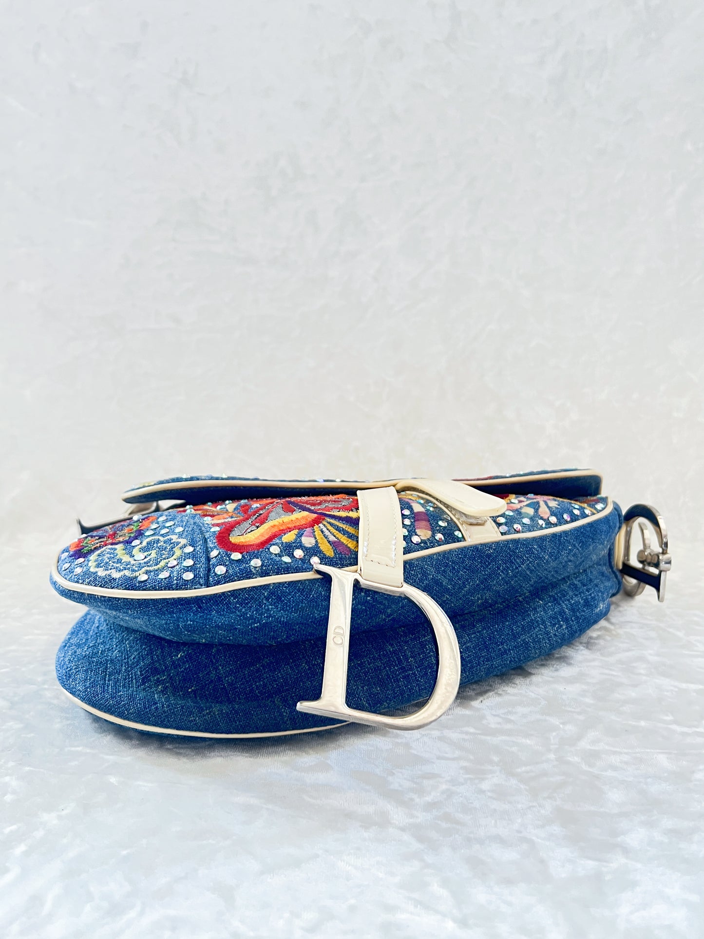 Christian Dior 2002 Denim Butterfly Saddle Bag