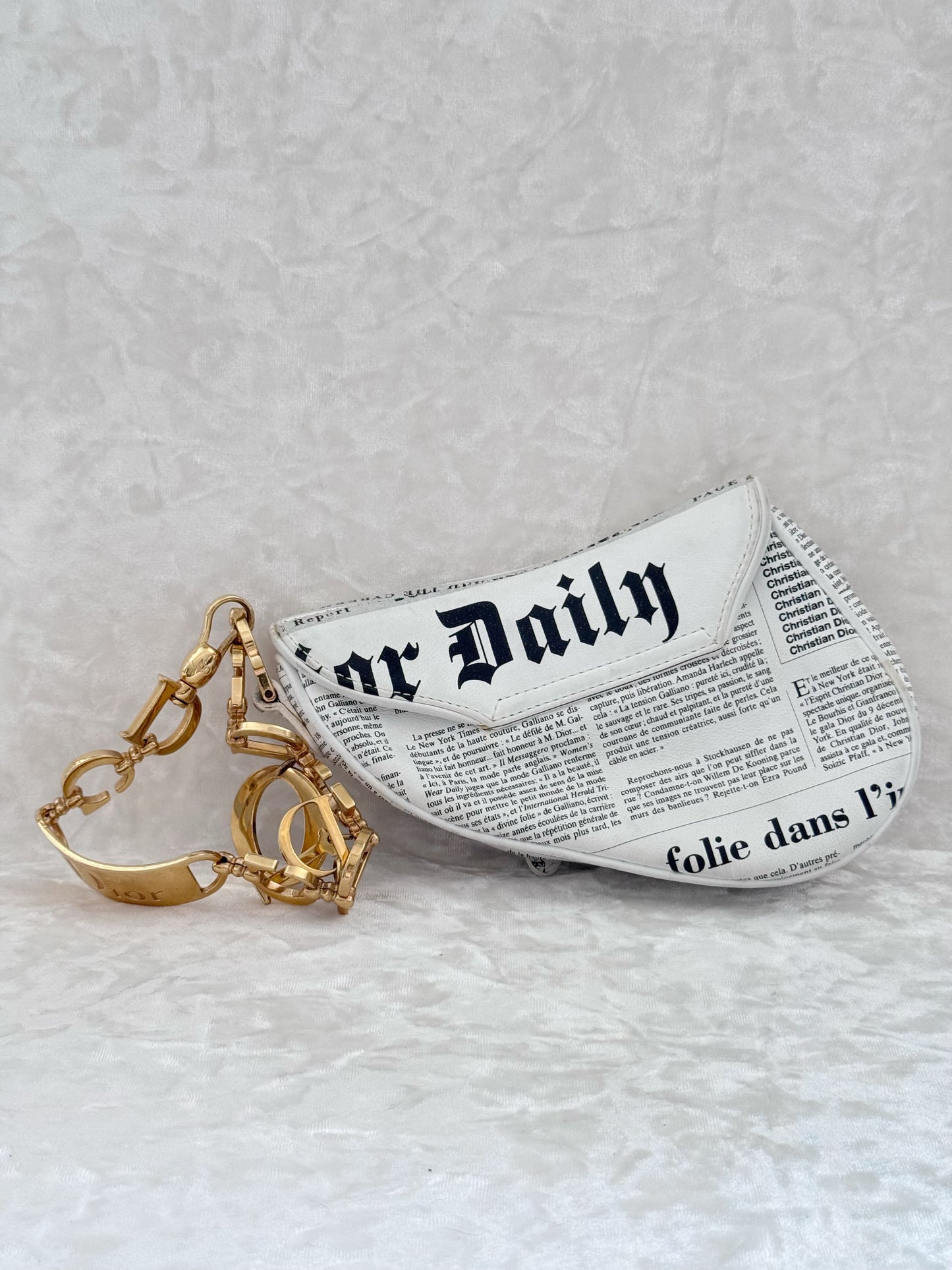 Christian Dior Newspaper Mini Saddle Clutch