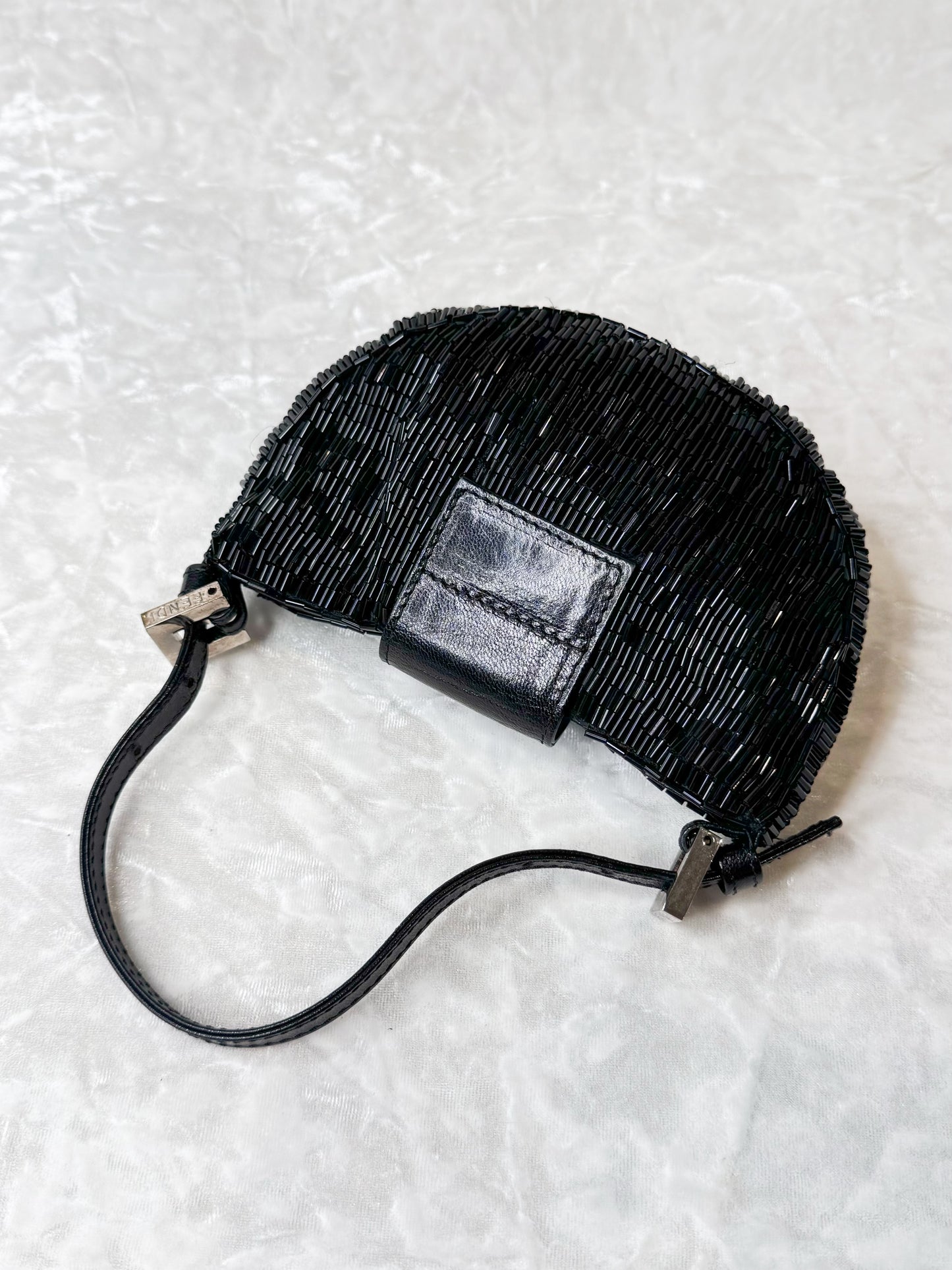 Fendi Black Beaded Croissant