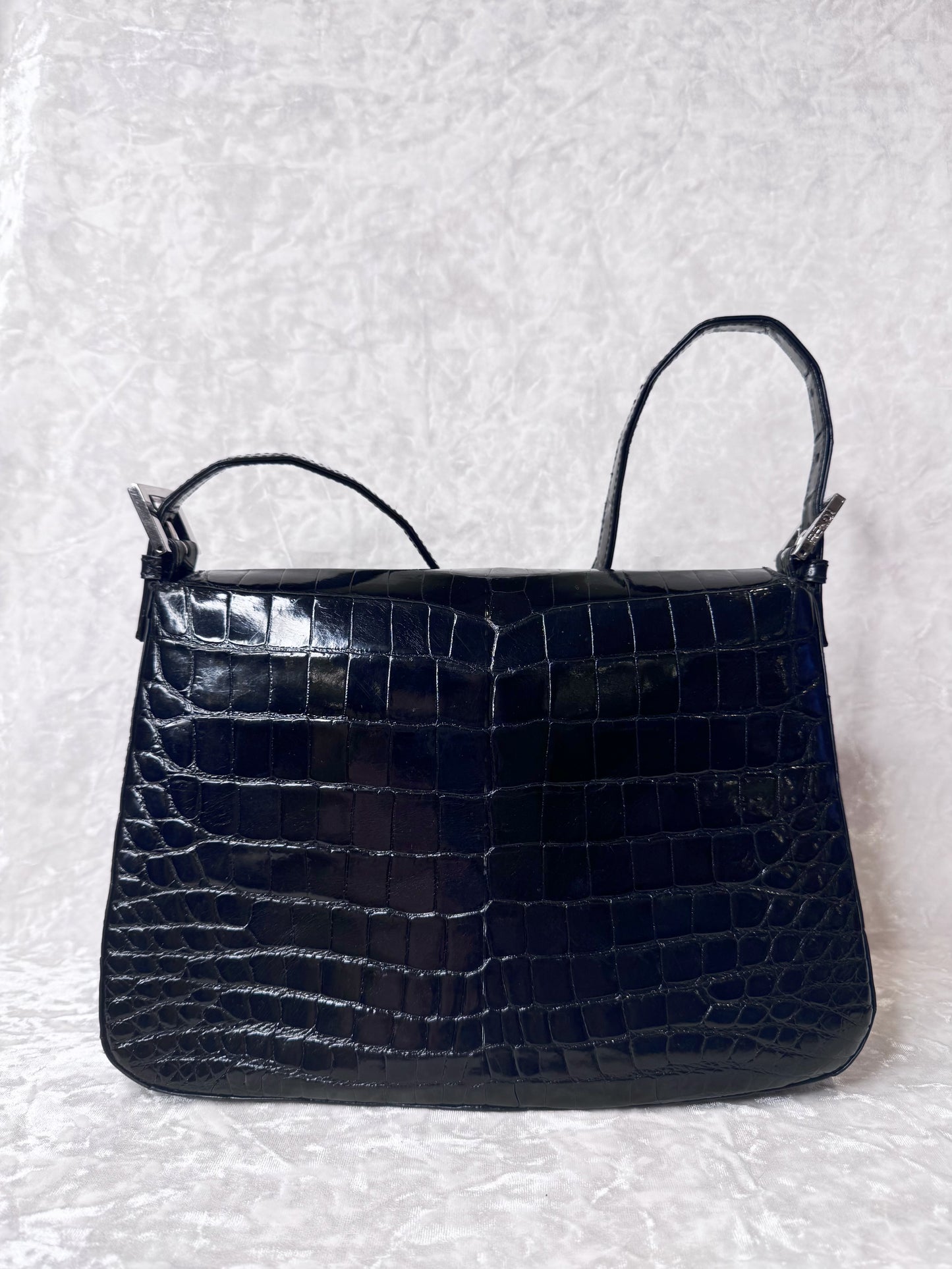 Fendi Black Alligator Mamma Baguette