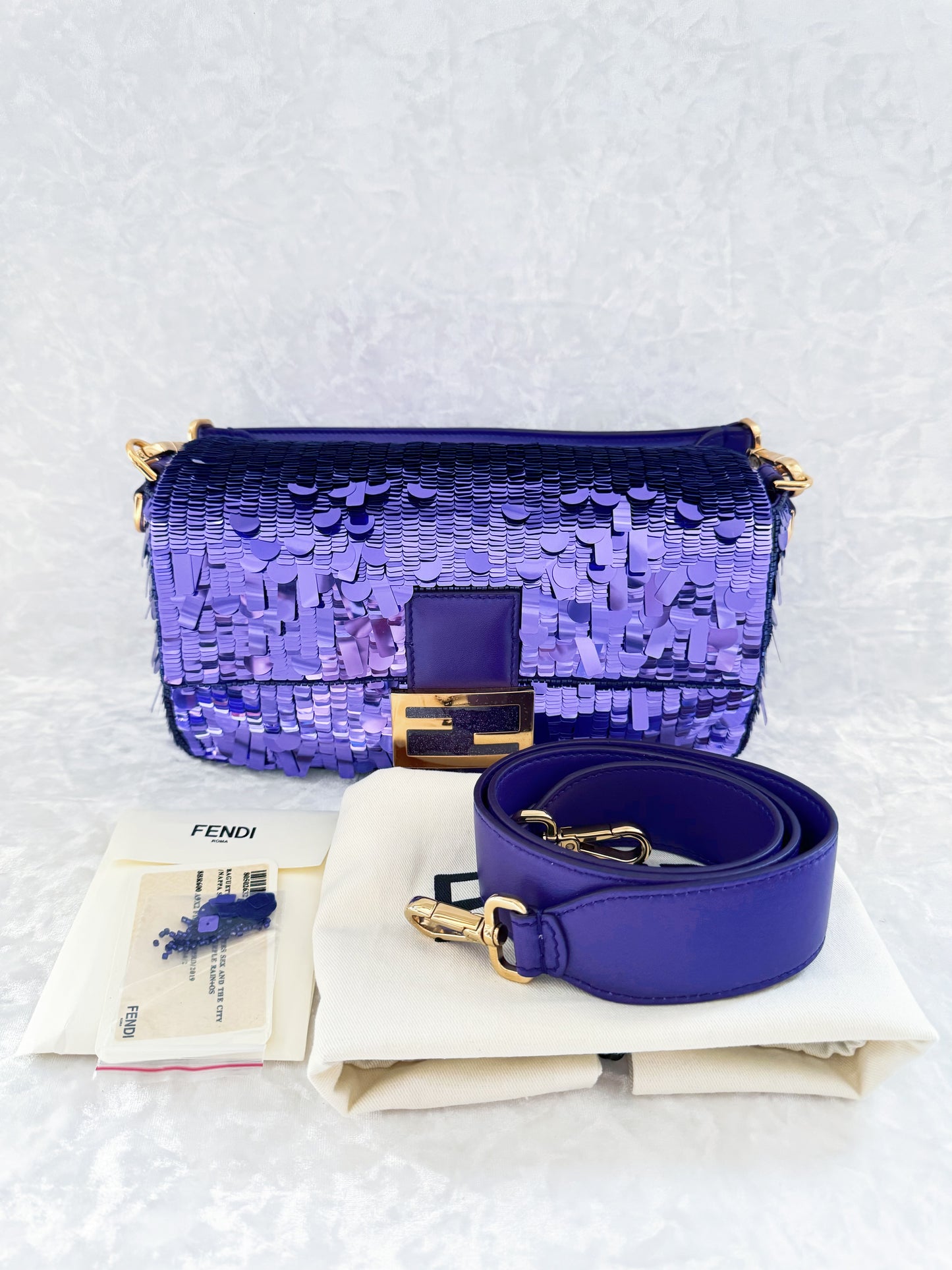 Fendi Re-Edition Purple Sequins Baguette