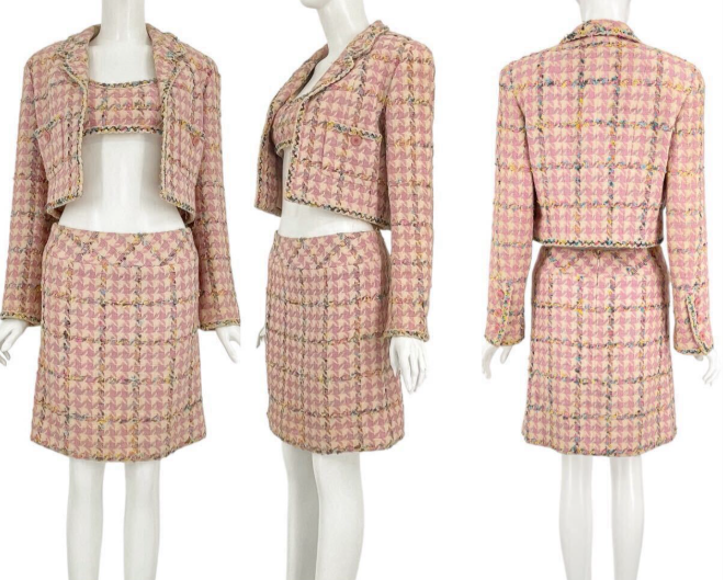 Vintage Chanel 1994P Pink Tweed Set