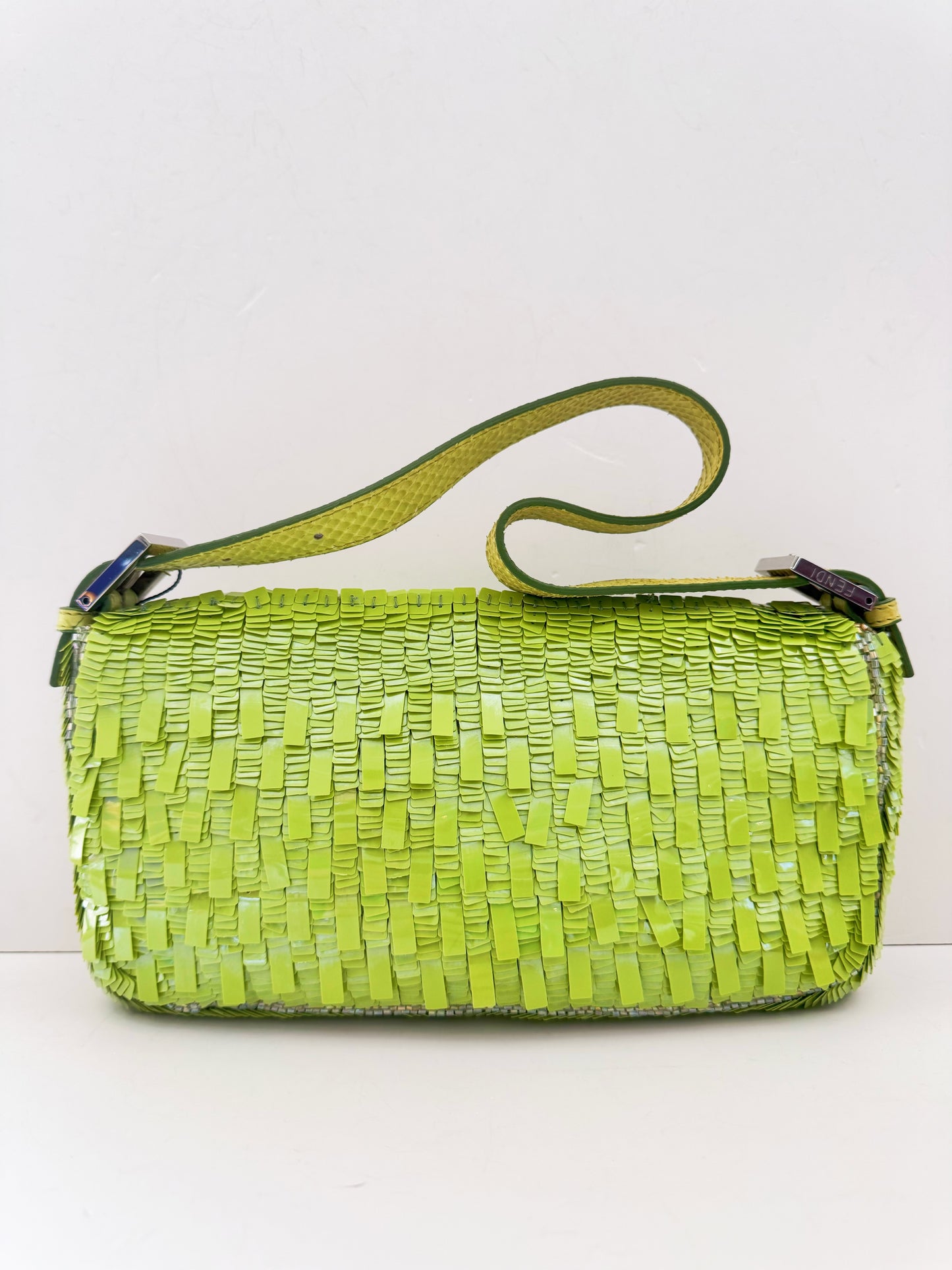 Fendi Green Sequin baguette