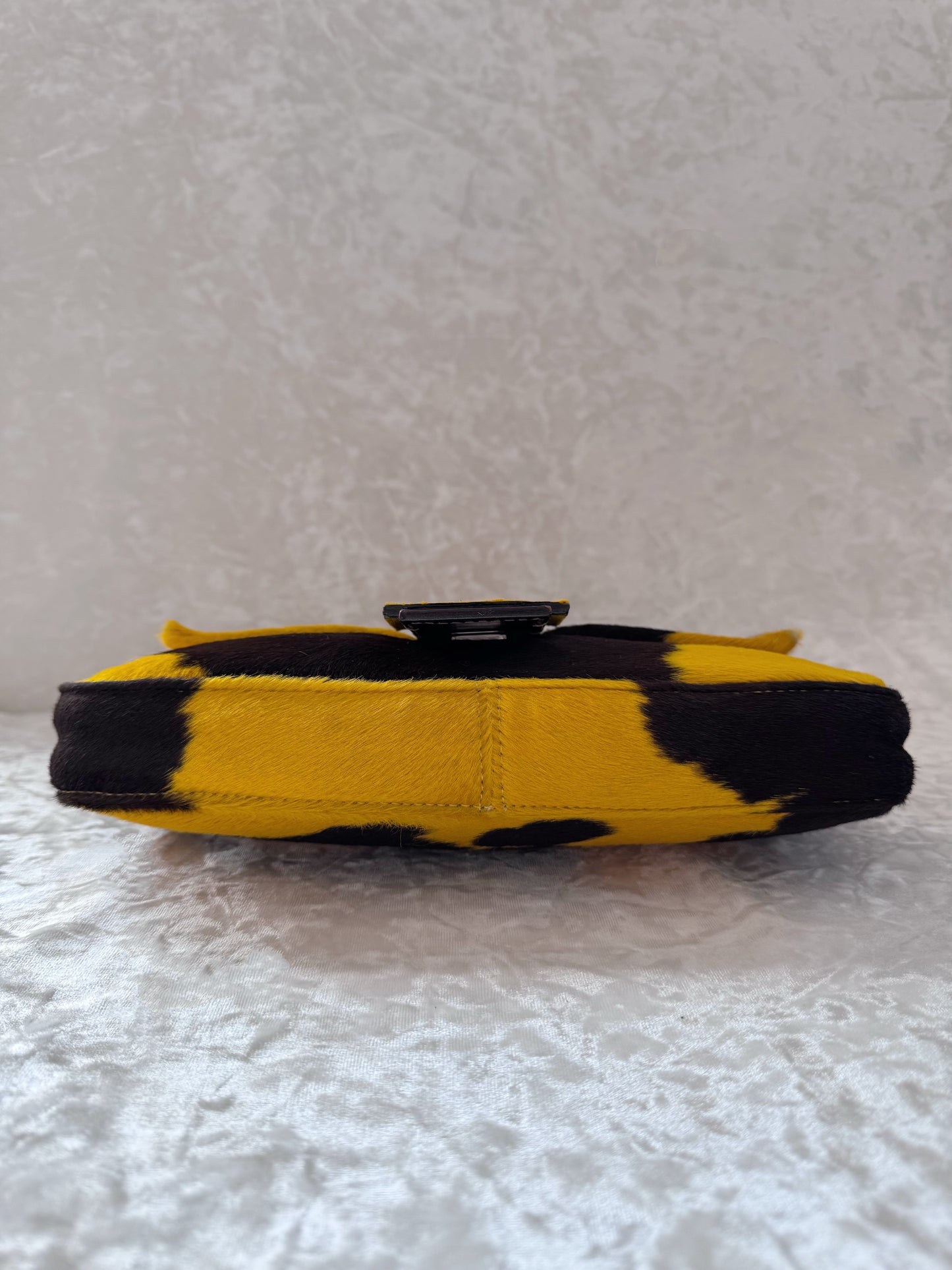 Fendi Yellow Ponyhair Cow Print Baguette