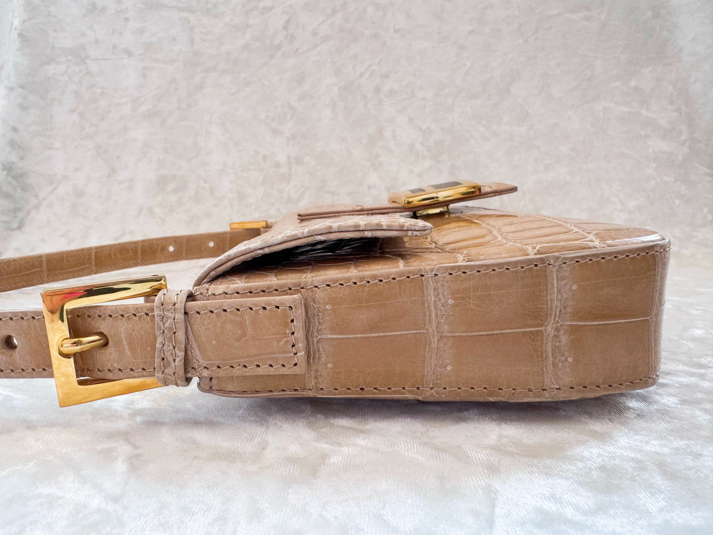 Fendi Beige Alligator Baguette 