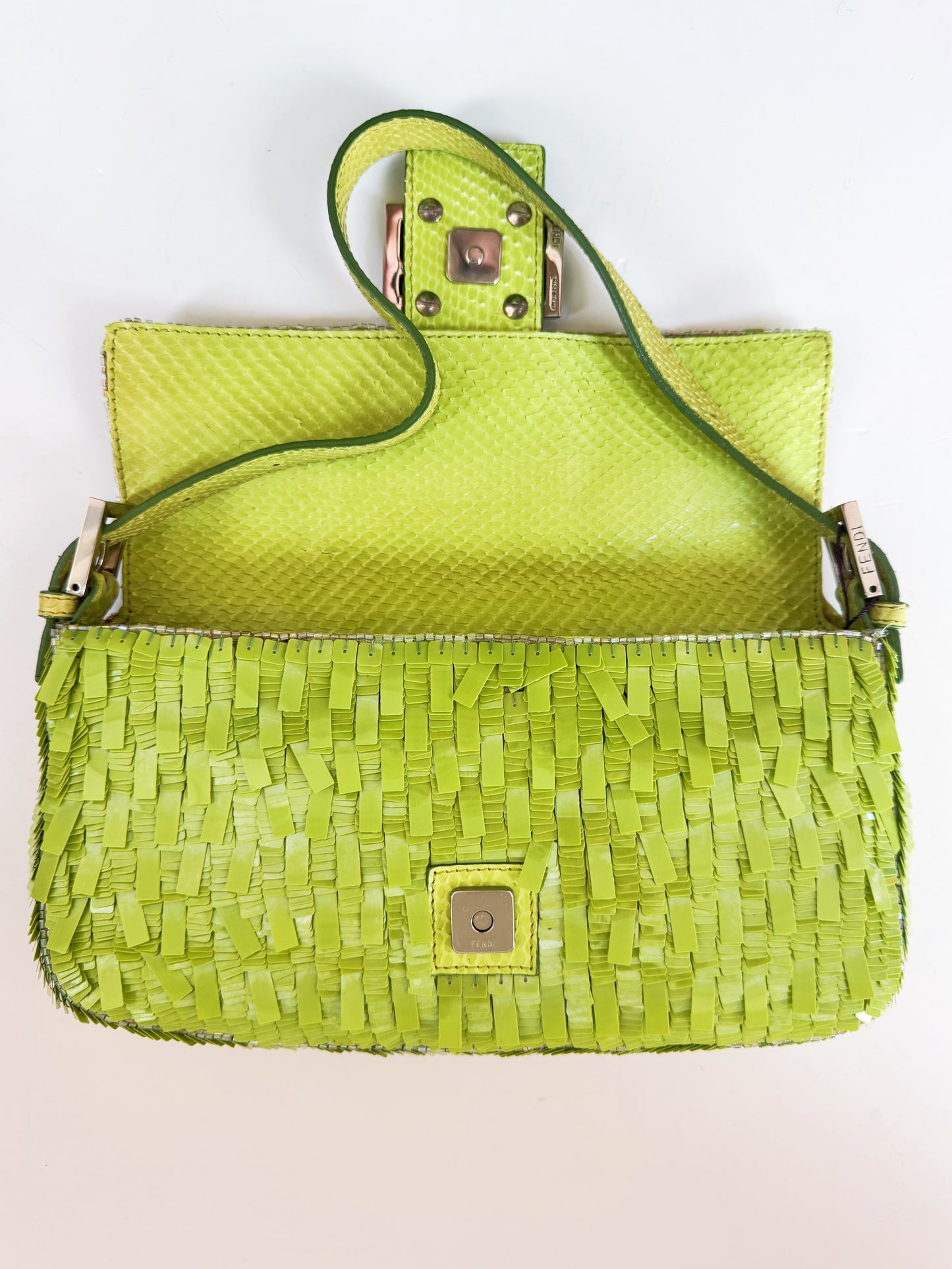 Fendi Green Sequin baguette