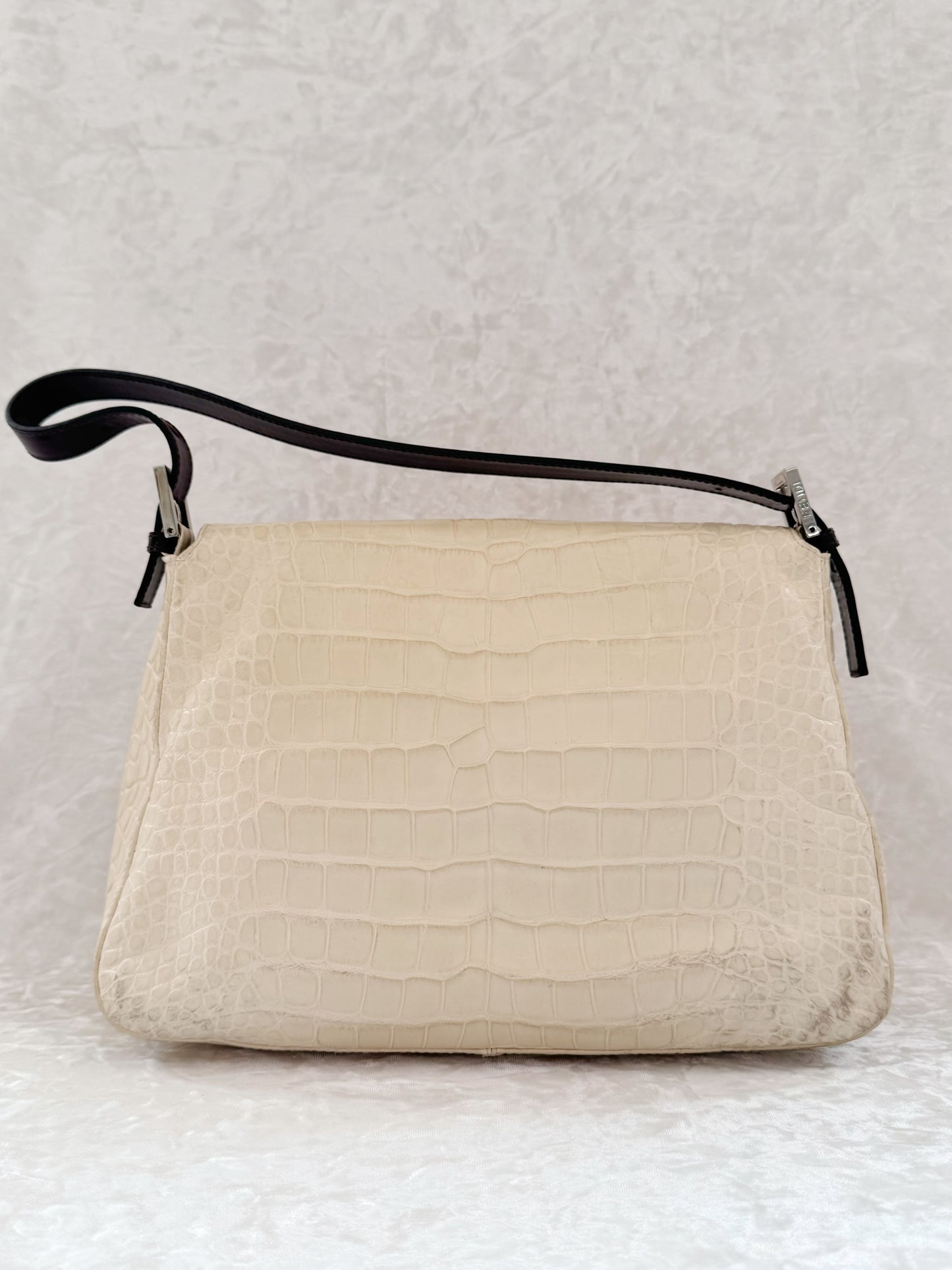 Fendi Cream White Alligator Mamma Baguette