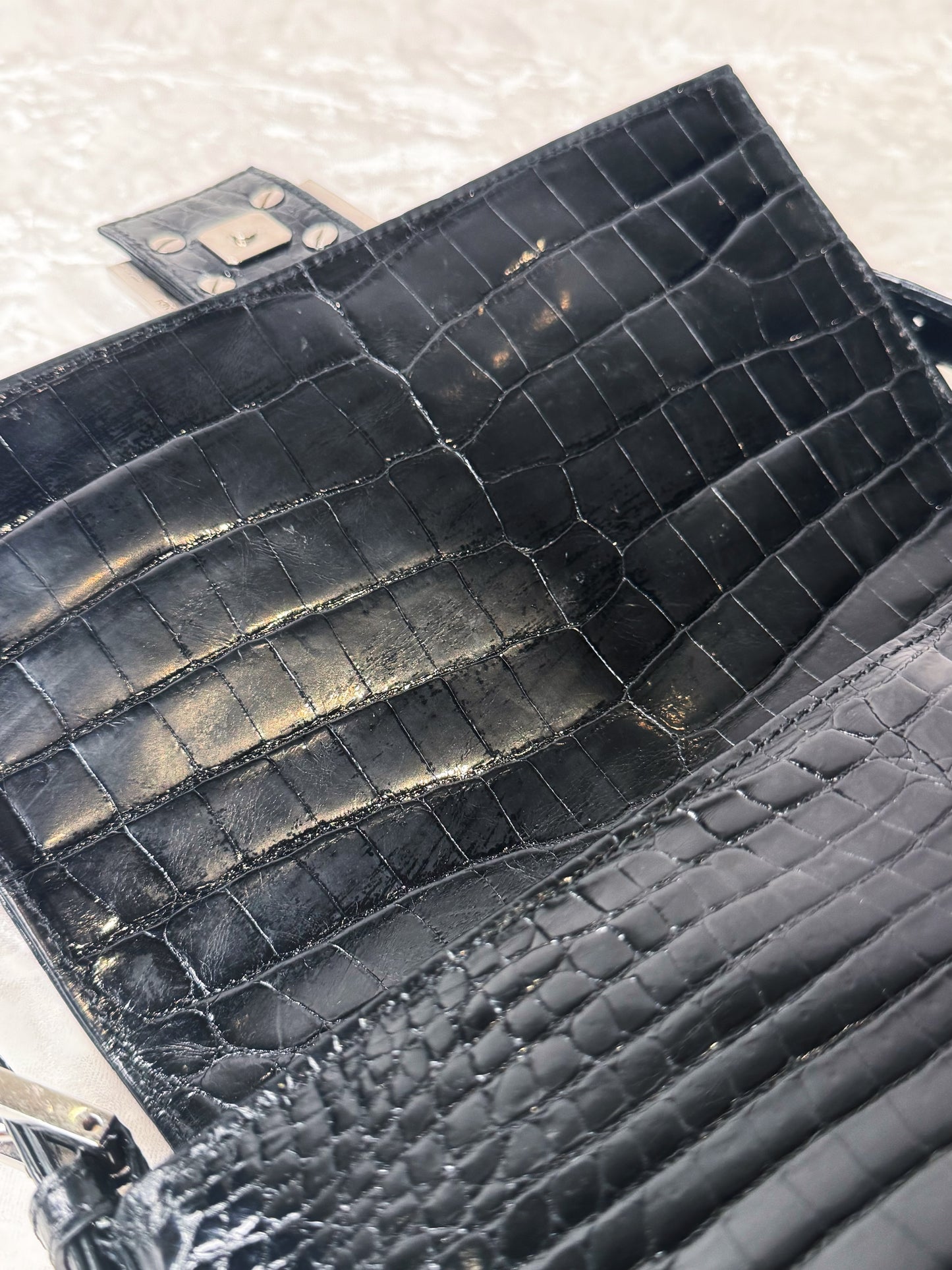 Fendi Black Alligator Mamma Baguette