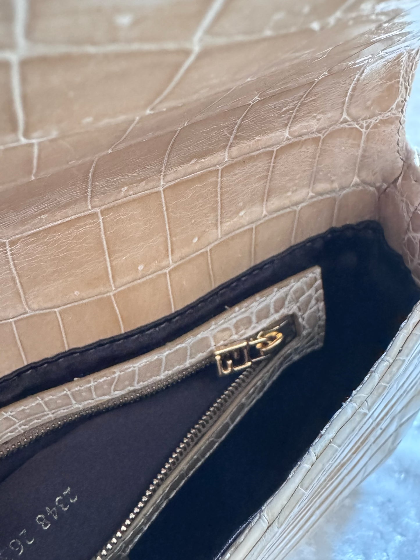 Fendi Beige Alligator Baguette 