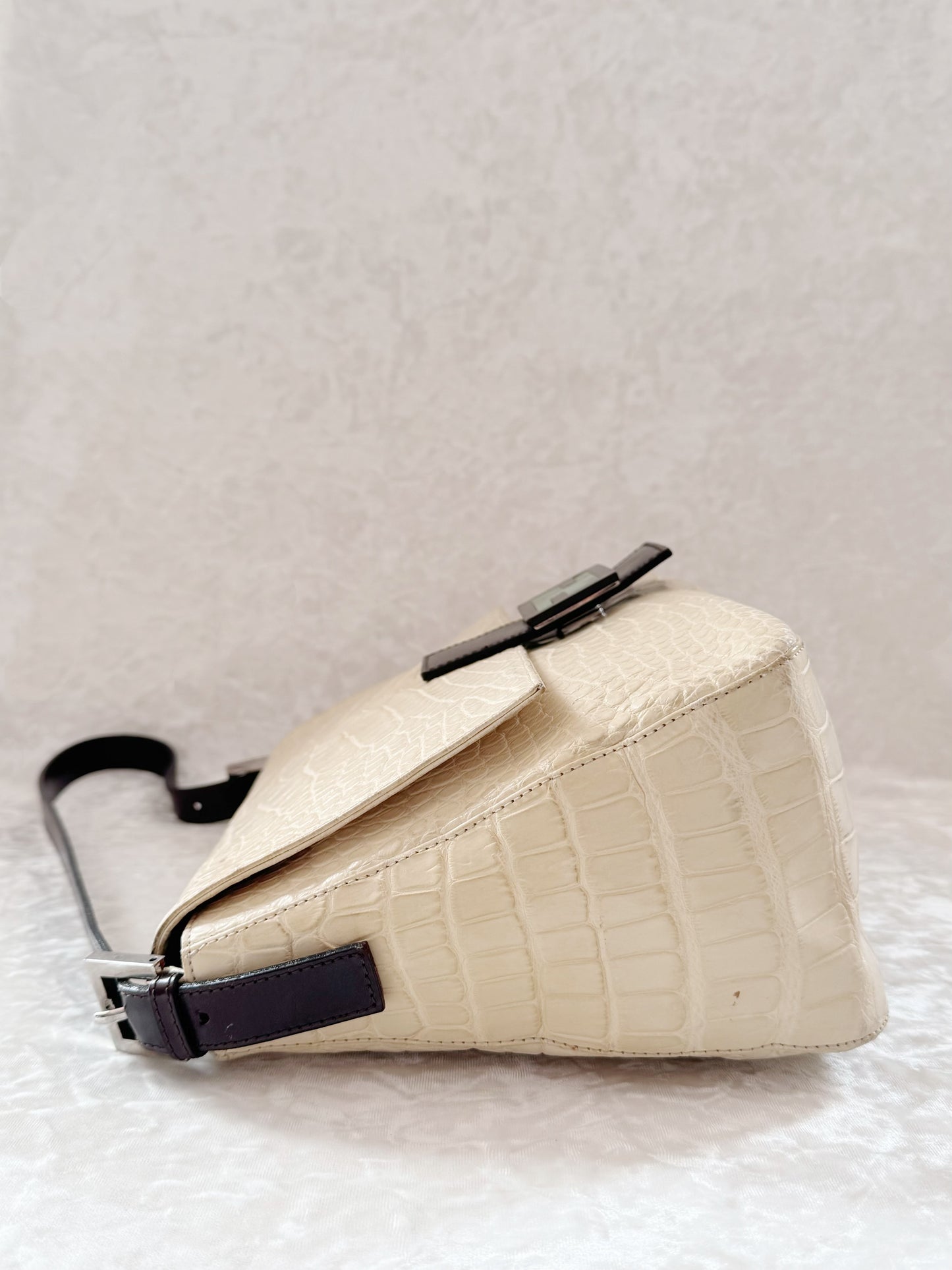Fendi Cream White Alligator Mamma Baguette
