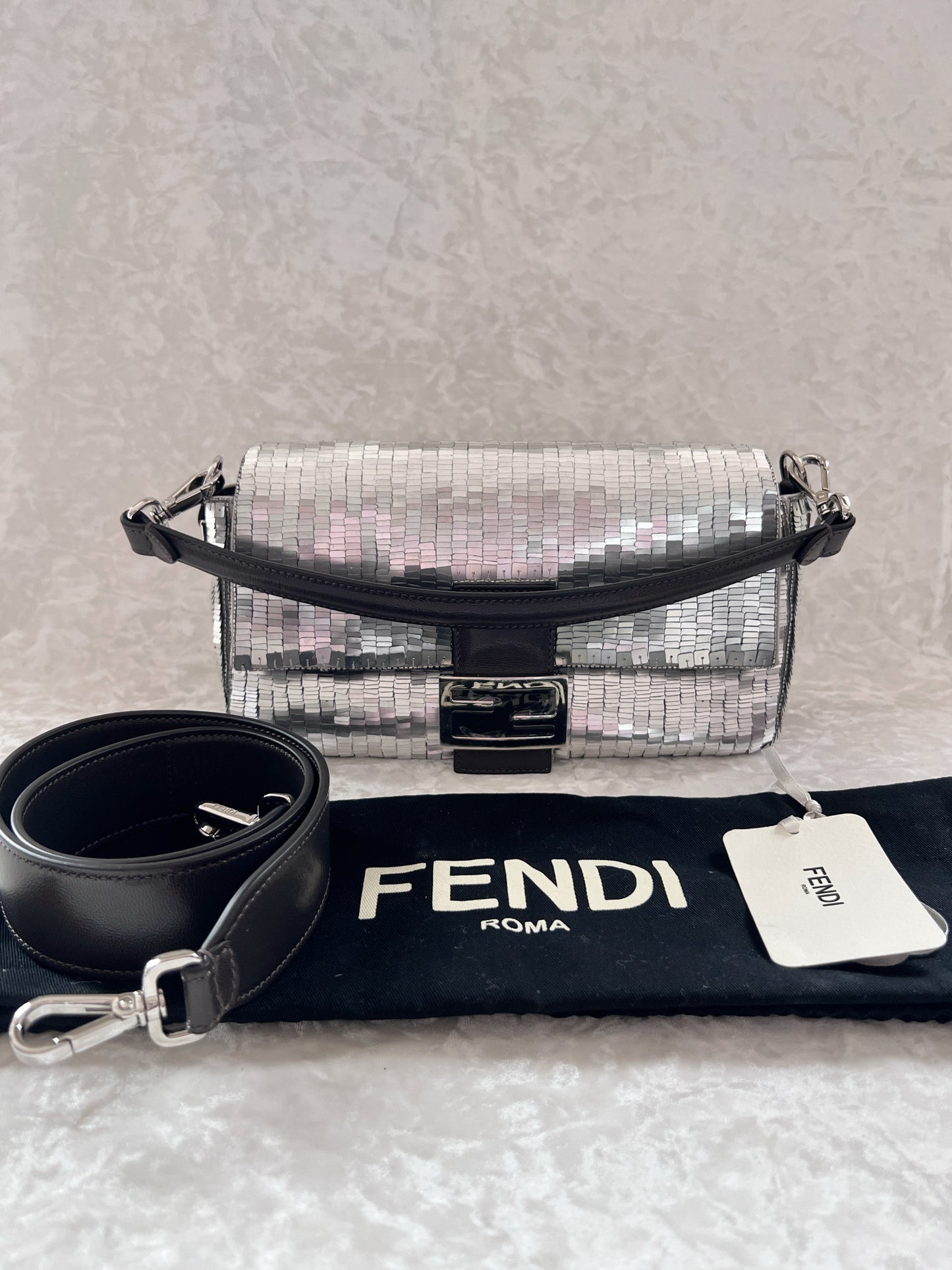 Fendi Sliver Sequins Re-Edition Baguette