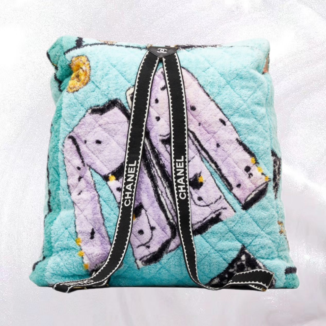 Vintage Chanel 1994 Blue Printed Towel Backpack