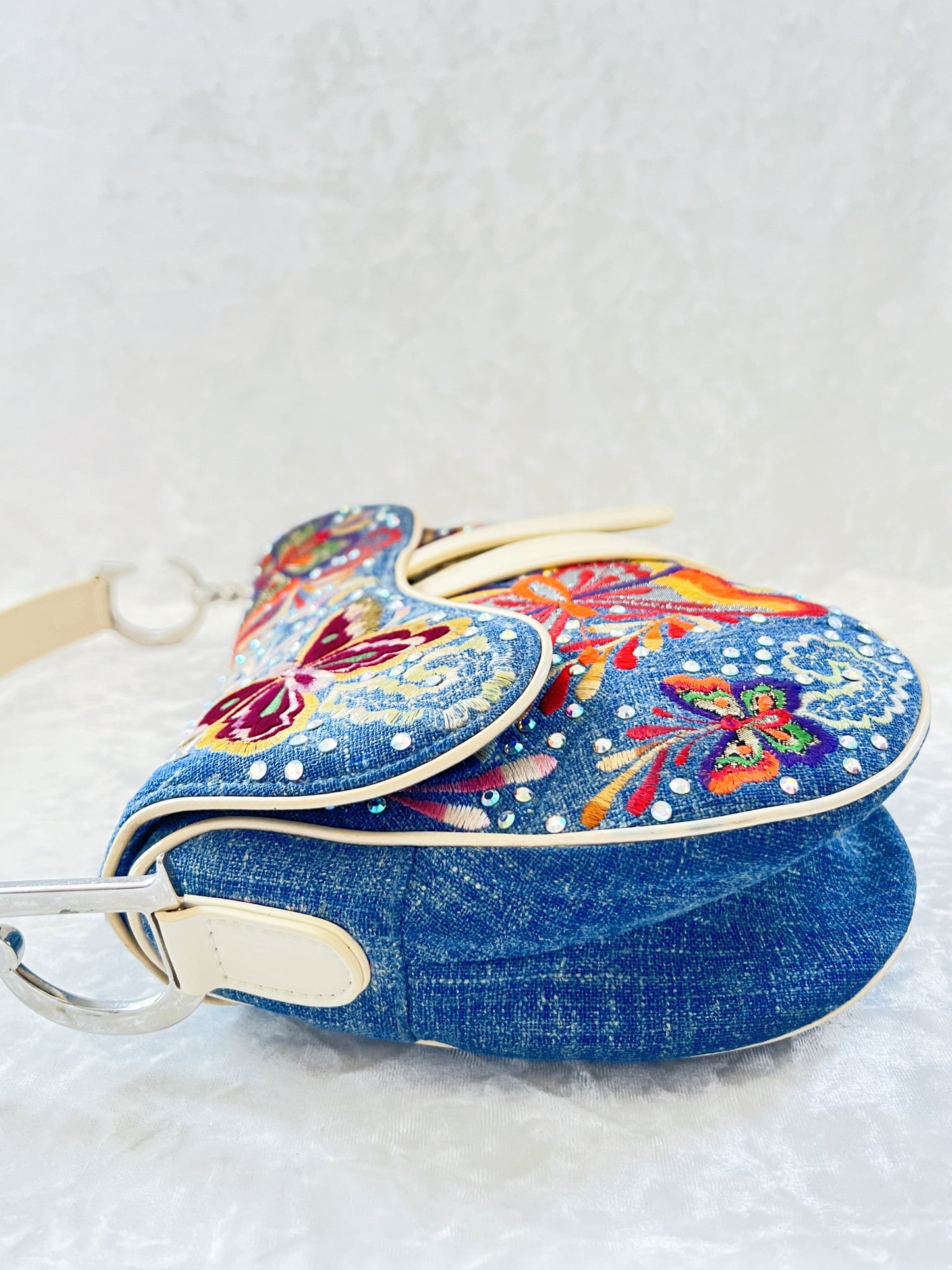Christian Dior 2002 Denim Butterfly Saddle Bag