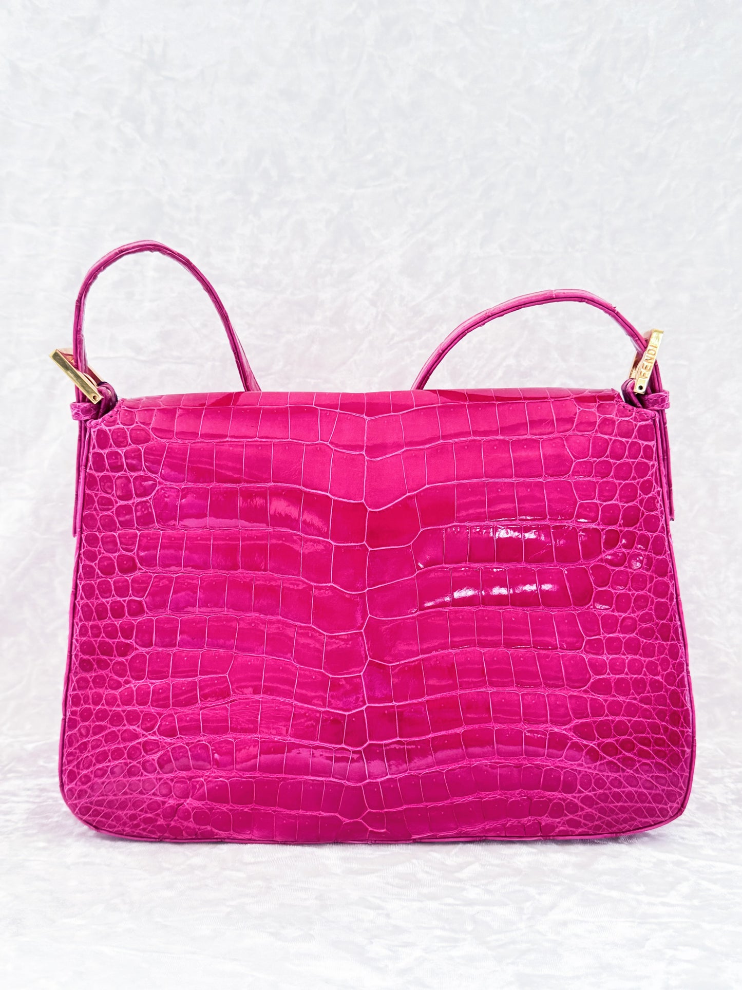 Fendi Pink Alligator Mamma Baguette