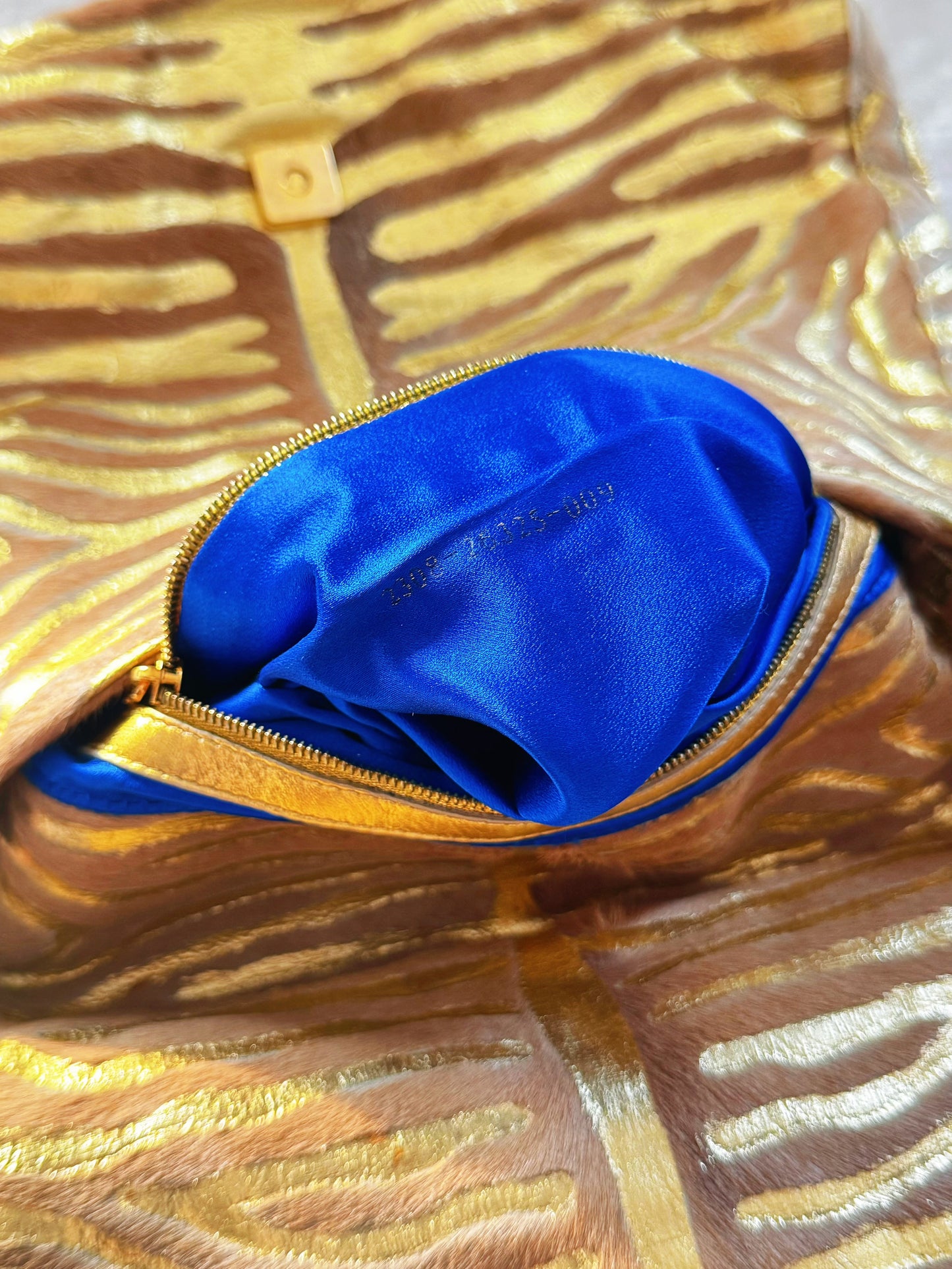 Fendi Pony Hair Zebra Printed Gold Mamma Baguette