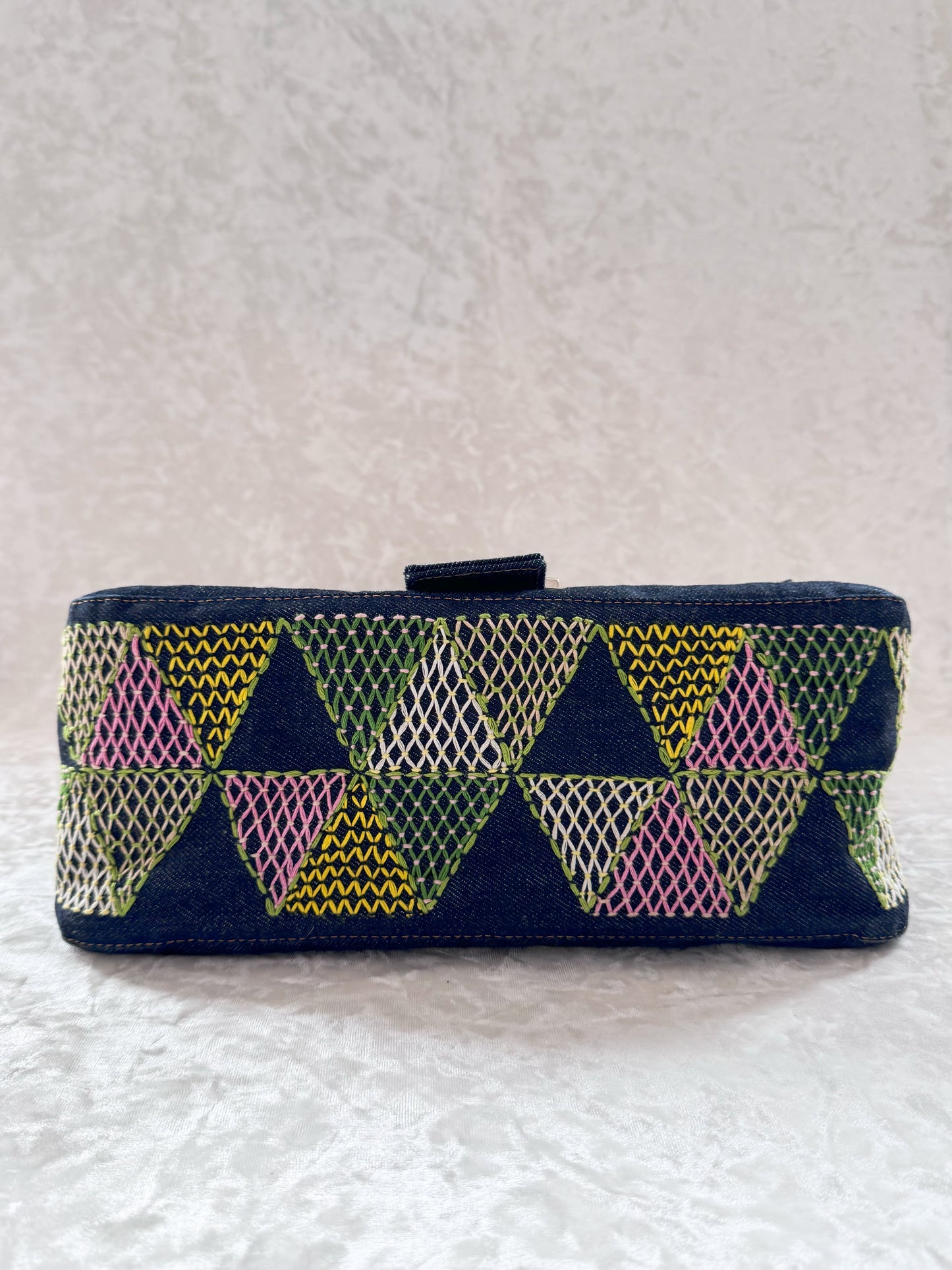 Fendi Denim Embellished Mamma Baguette