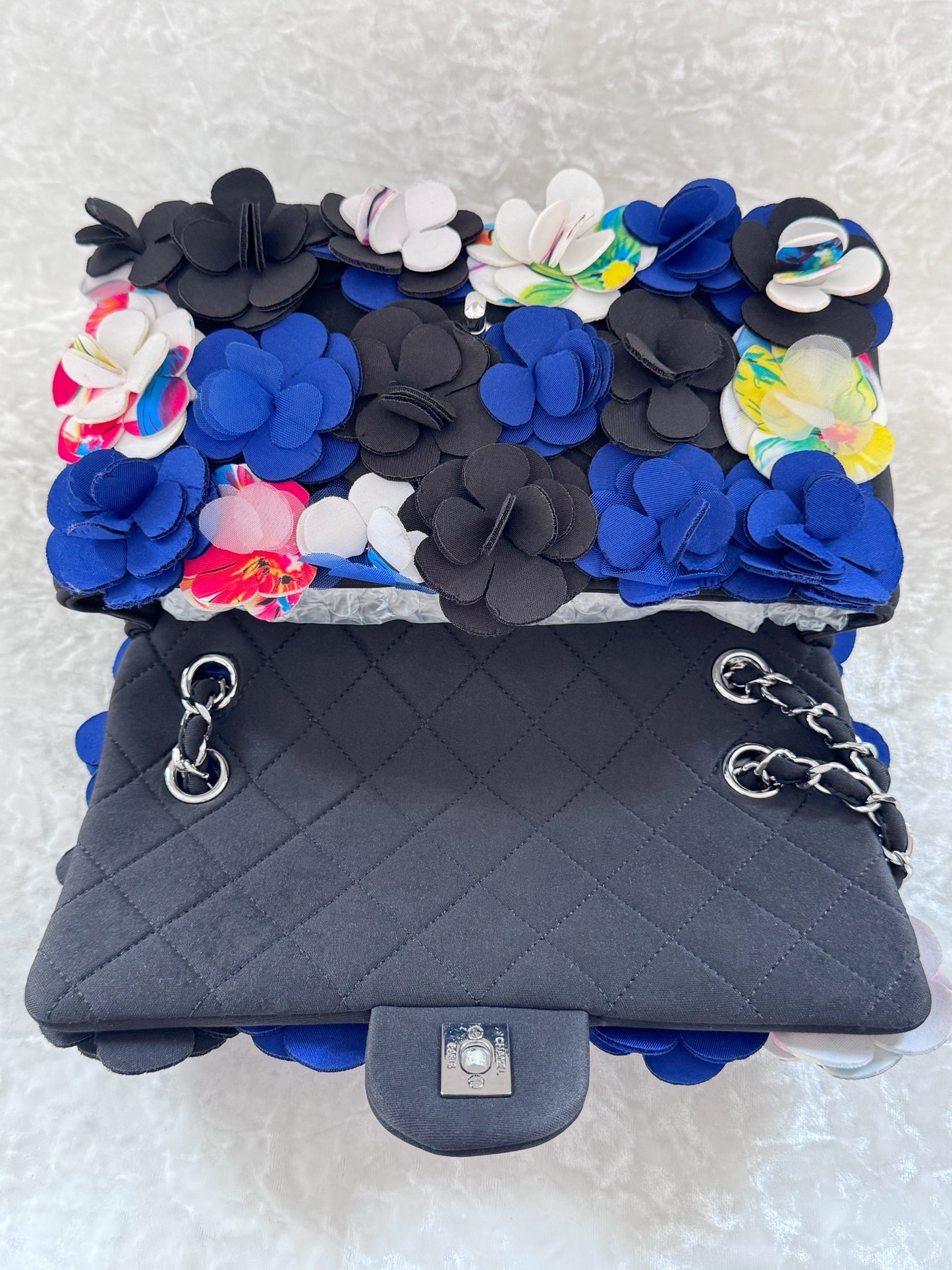 Chanel Resort 2015 Runway Neoprene Camelia Single Flap