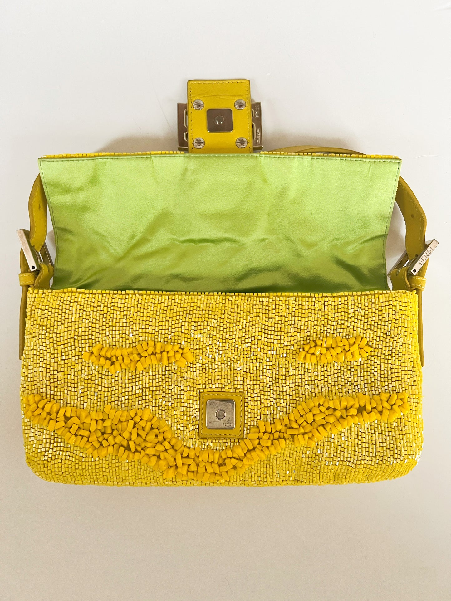 Fendi Yellow Beaded Baguette