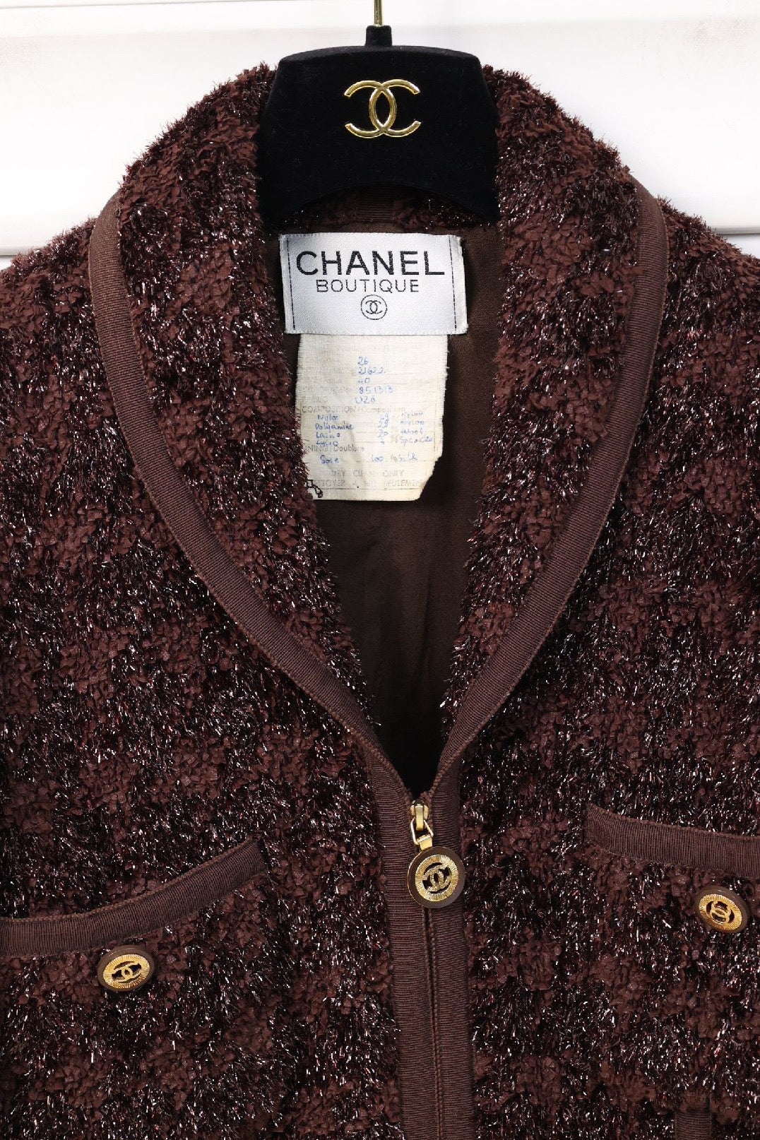Vintage Chanel 1989 Brown Tweed Jacket