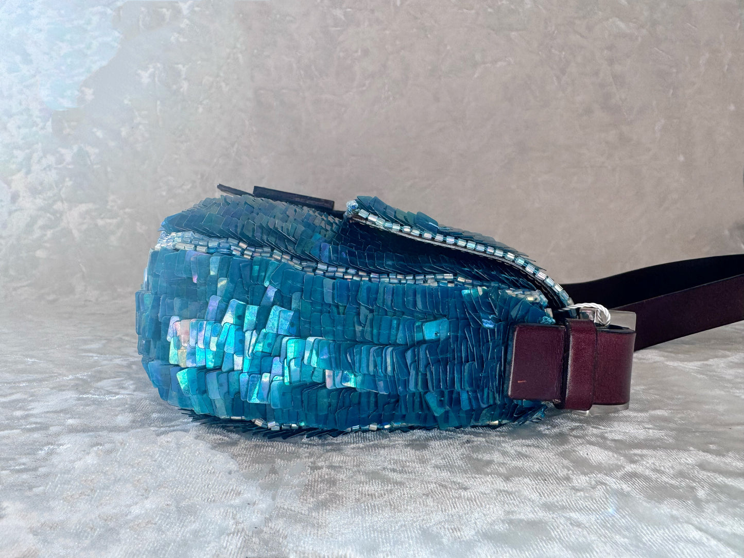 Fendi Blue Sequins Baguette