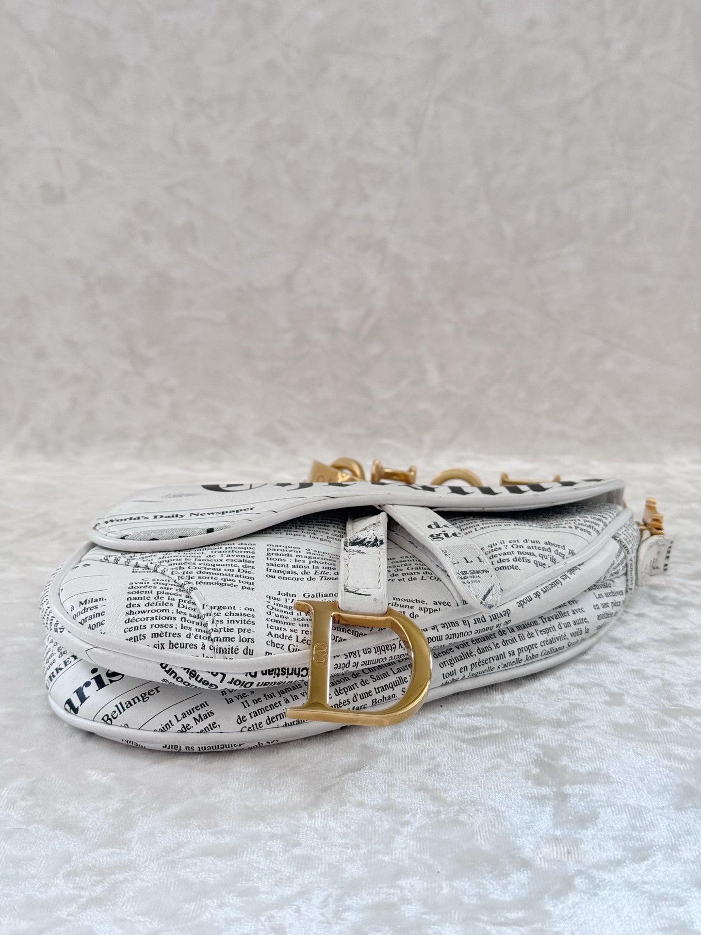 Christian Dior Newspaper Mini Saddle Clutch
