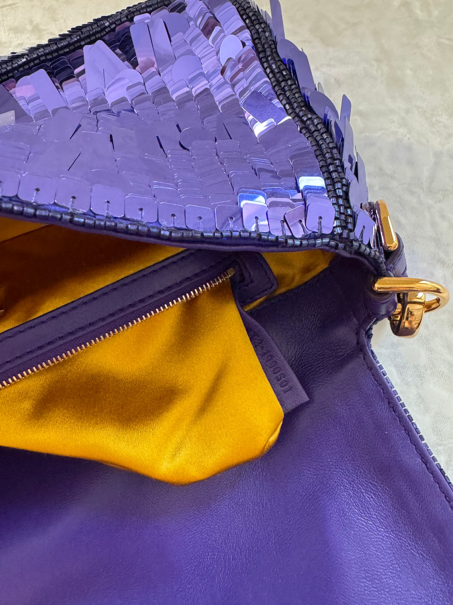 Fendi Re-Edition Purple Sequins Baguette