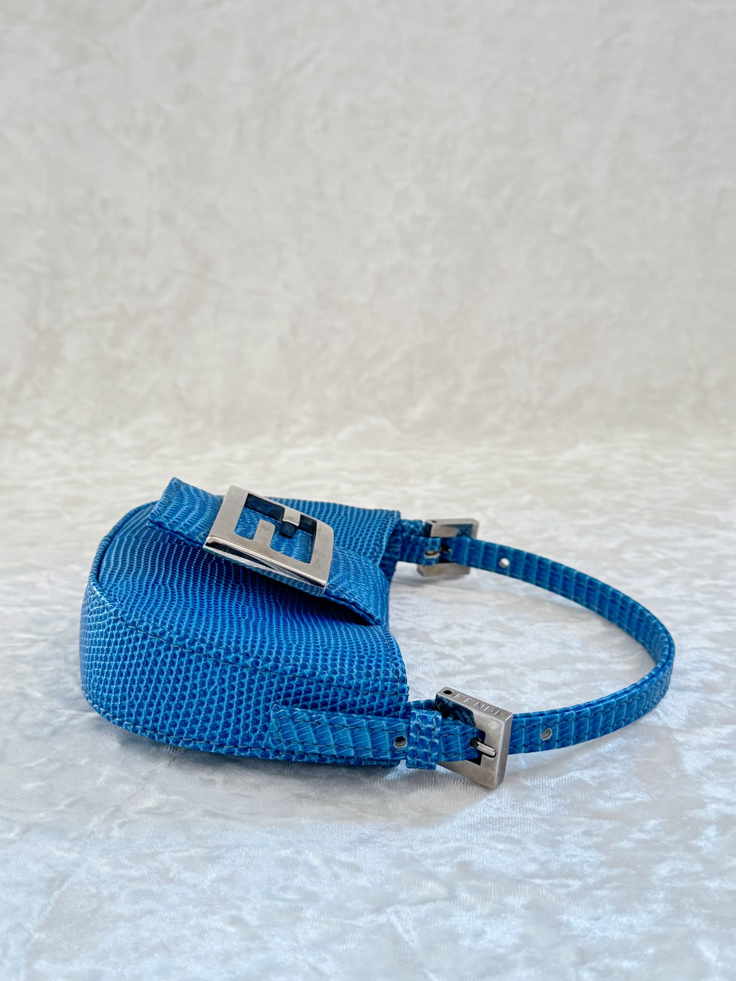 Fendi Blue Lizard Croissant Bag