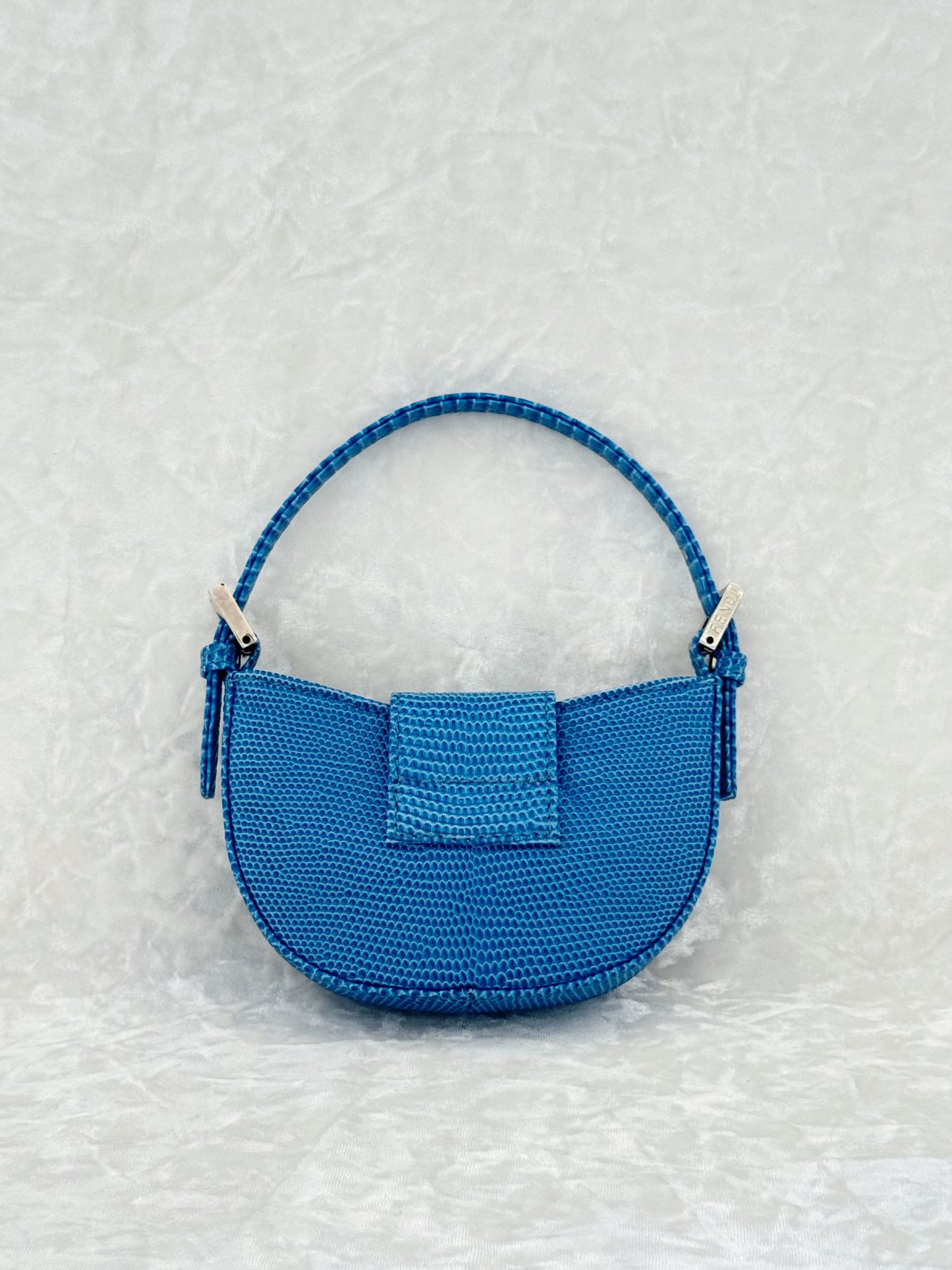 Fendi Blue Lizard Croissant Bag