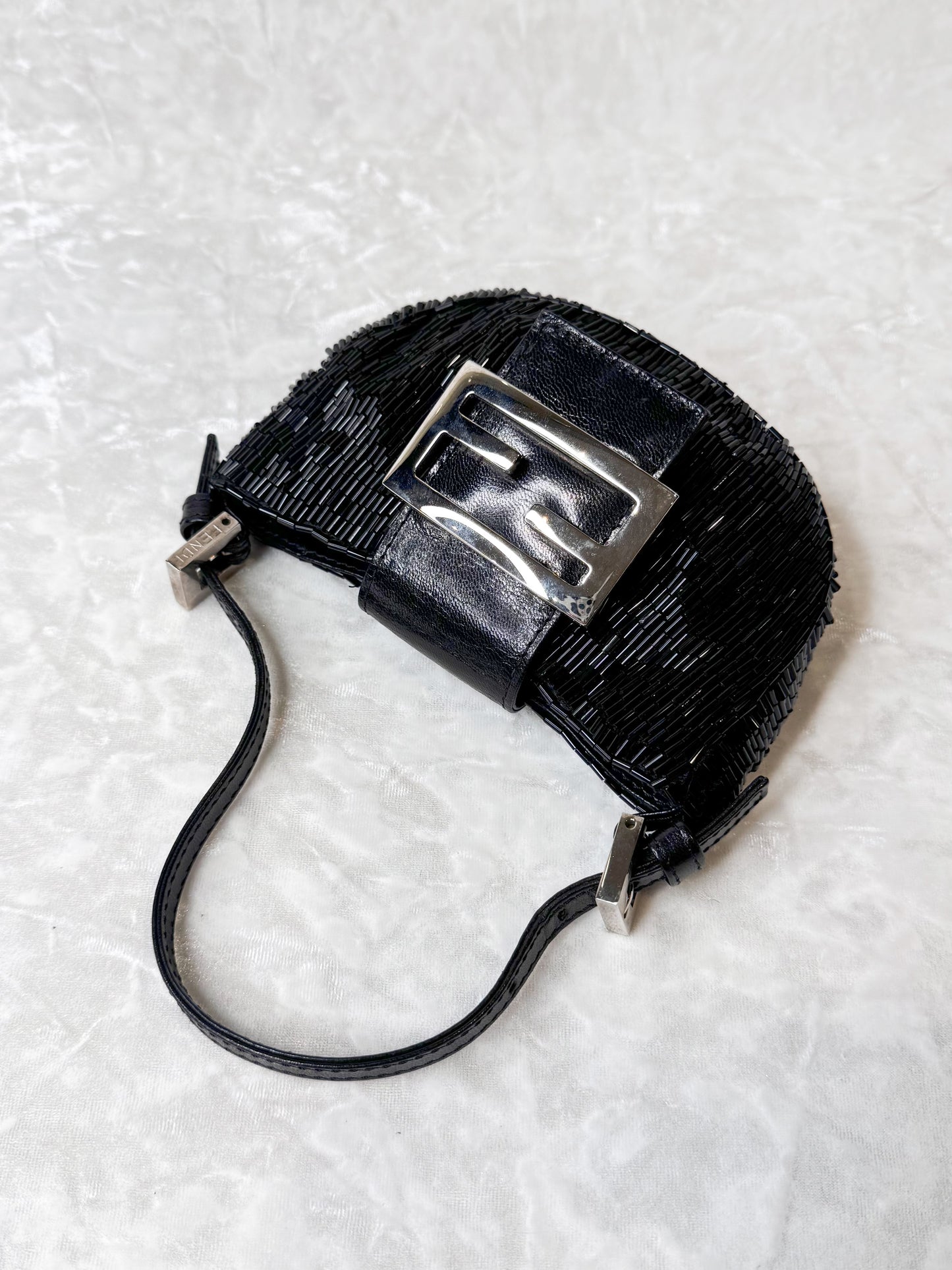 Fendi Black Beaded Croissant