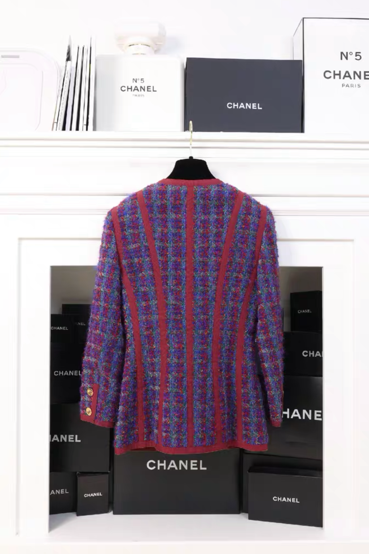 Vintage Chanel 91P Purple Tweed Denim Details Jacket