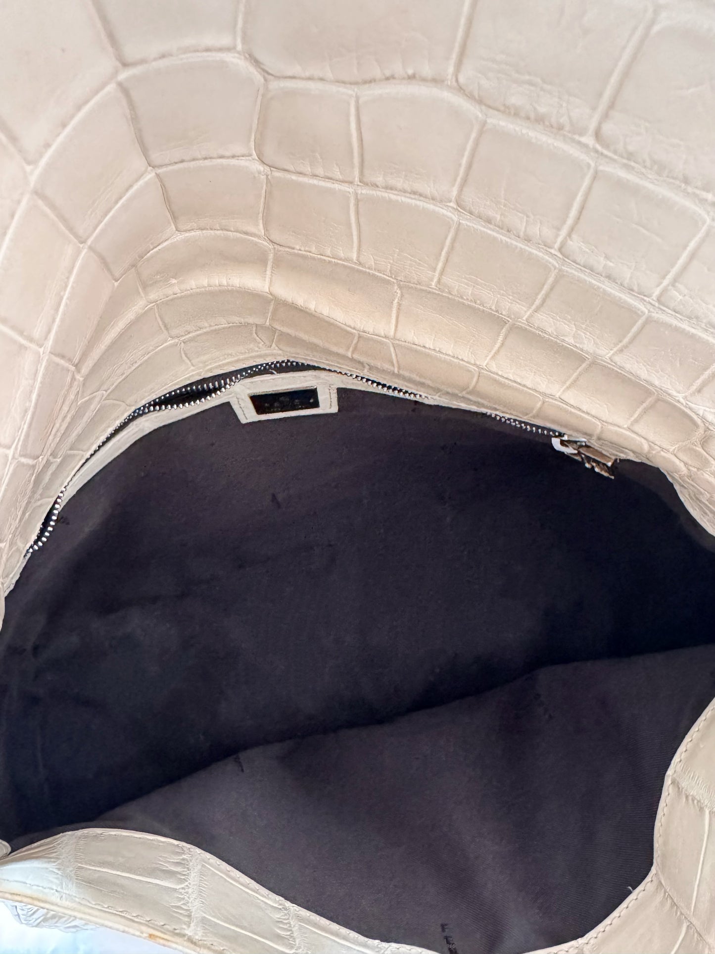 Fendi Cream White Alligator Mamma Baguette
