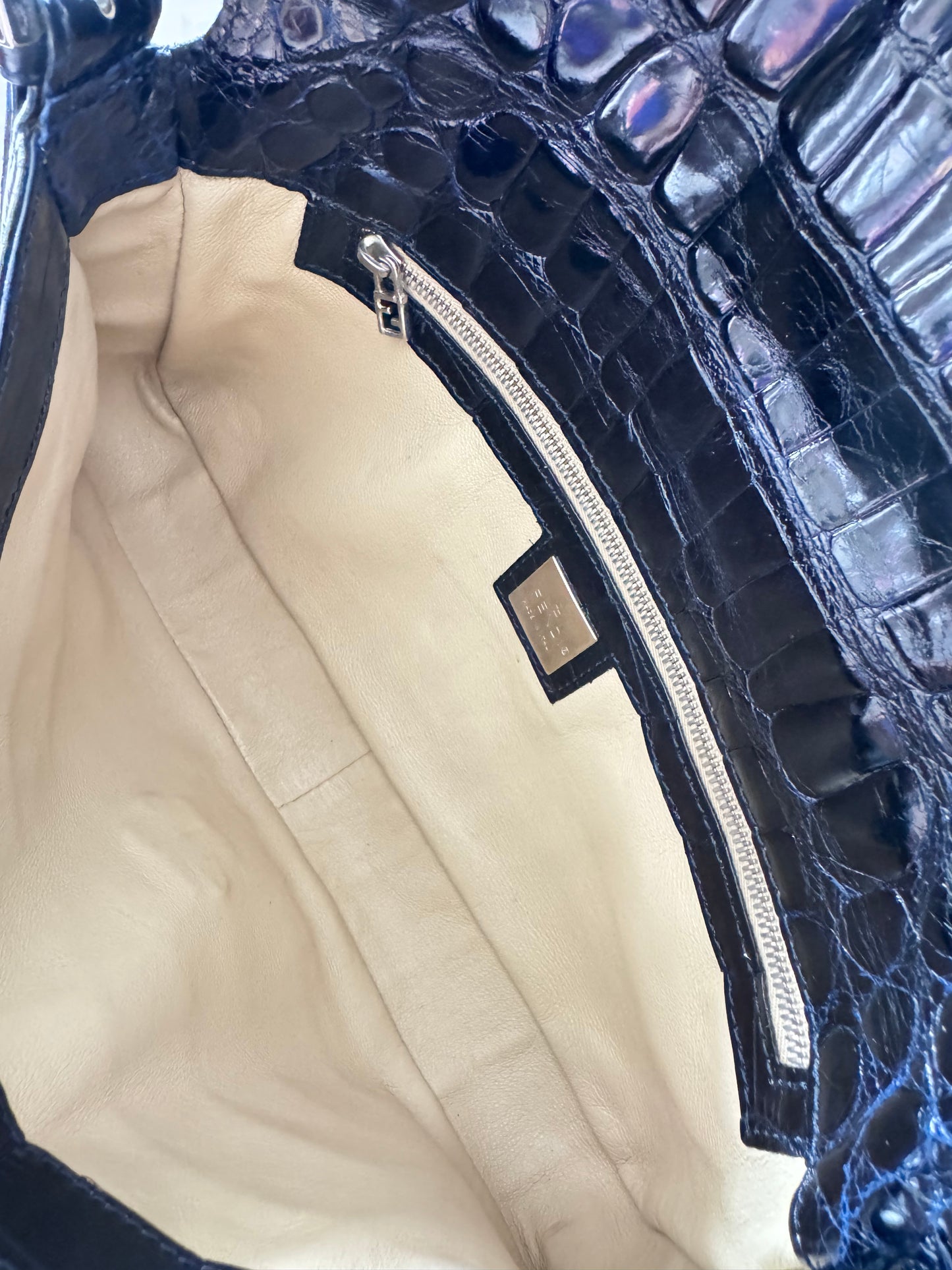 Fendi Navy Alligator Baguette 