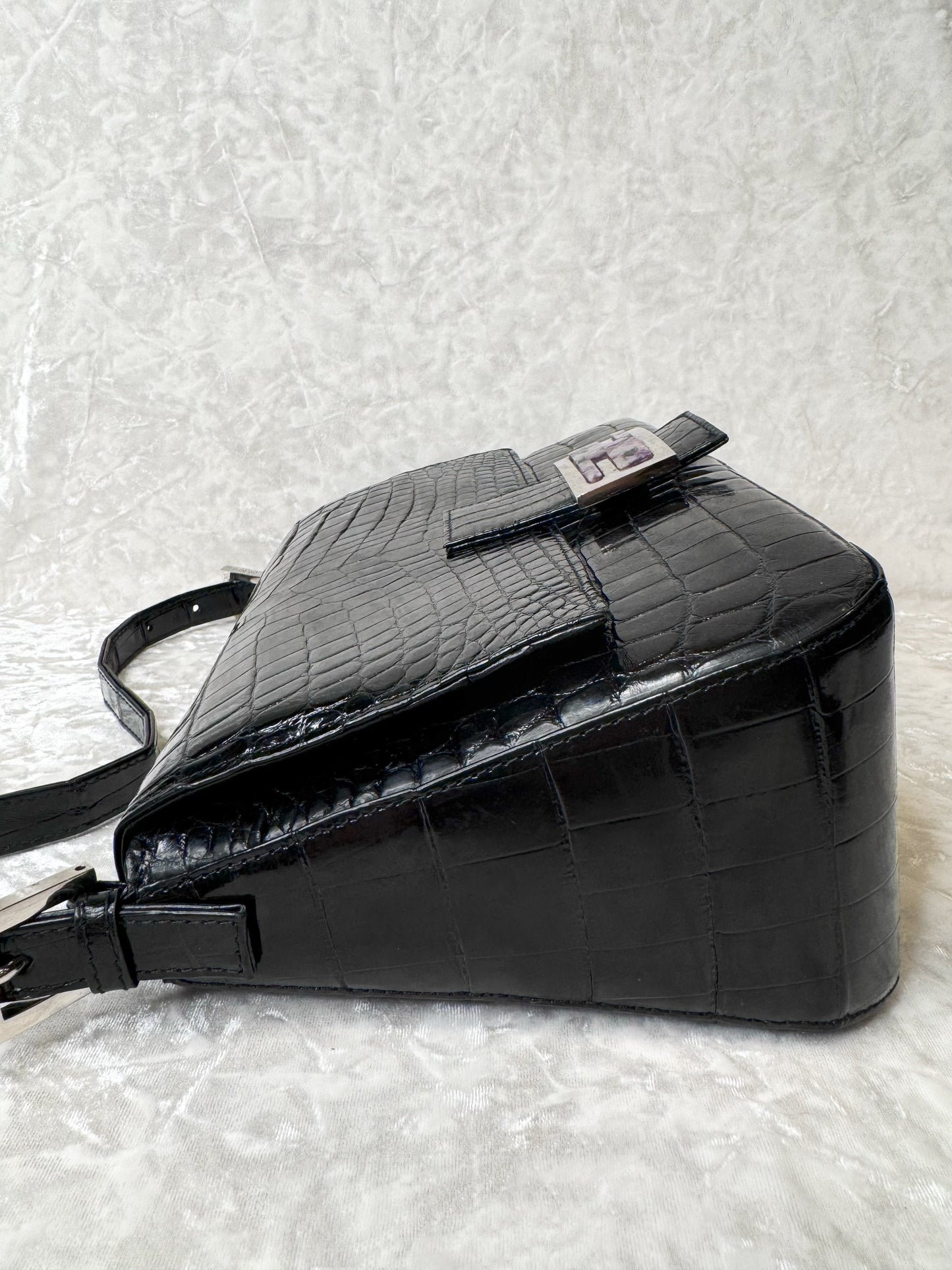 Fendi Black Alligator Mamma Baguette