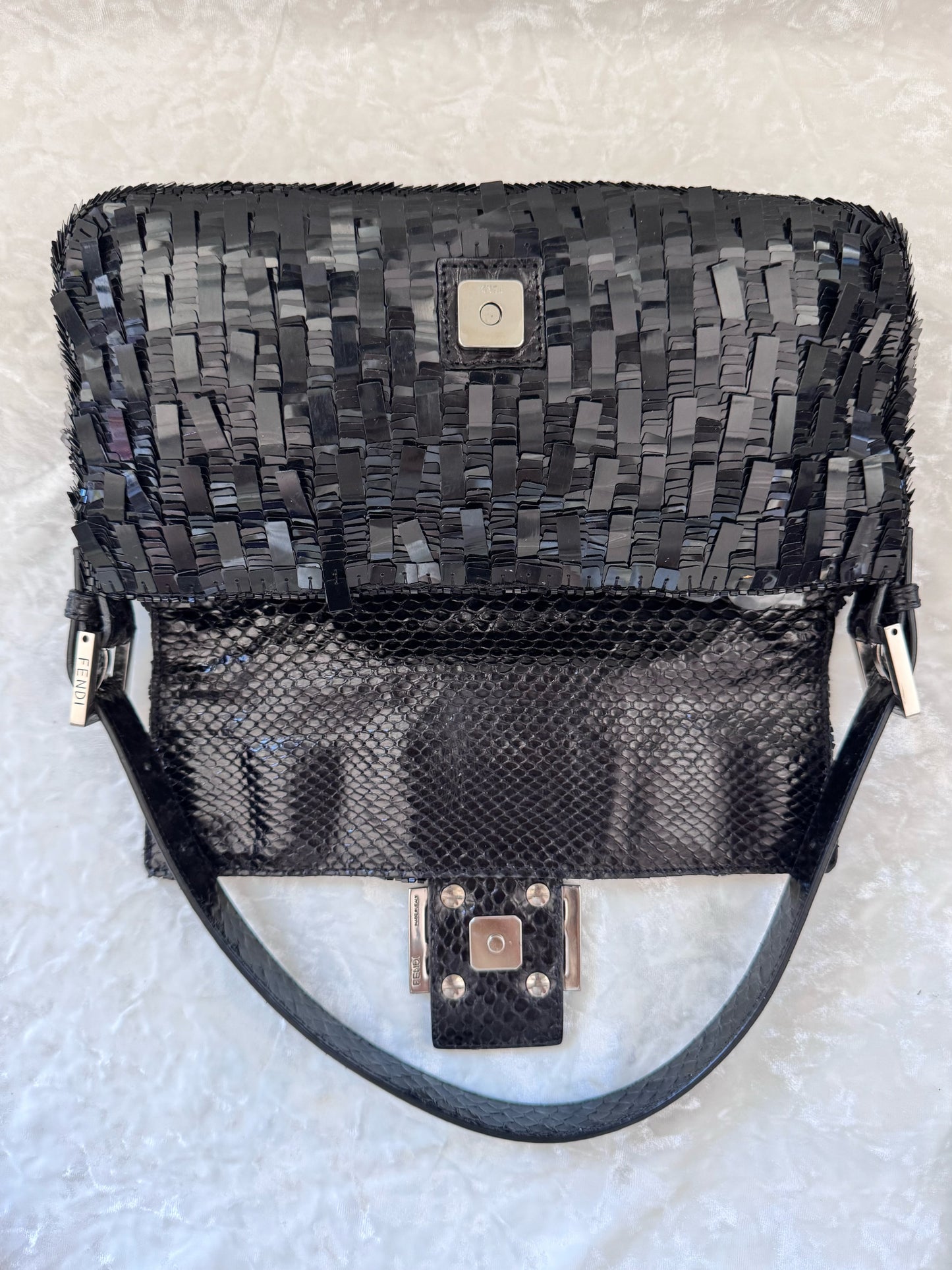 Fendi Black Sequins Baguette