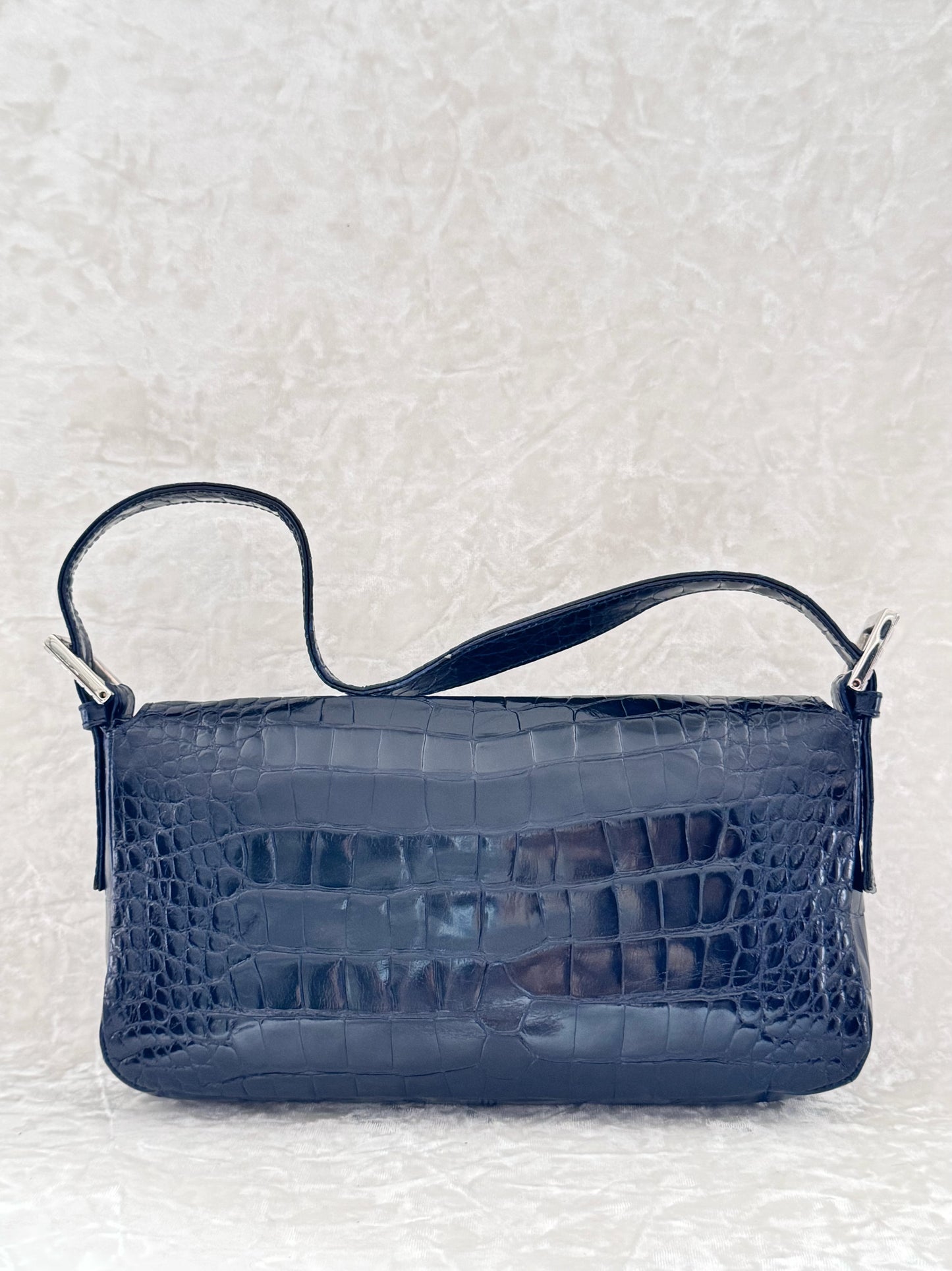 Fendi Navy Alligator Baguette 