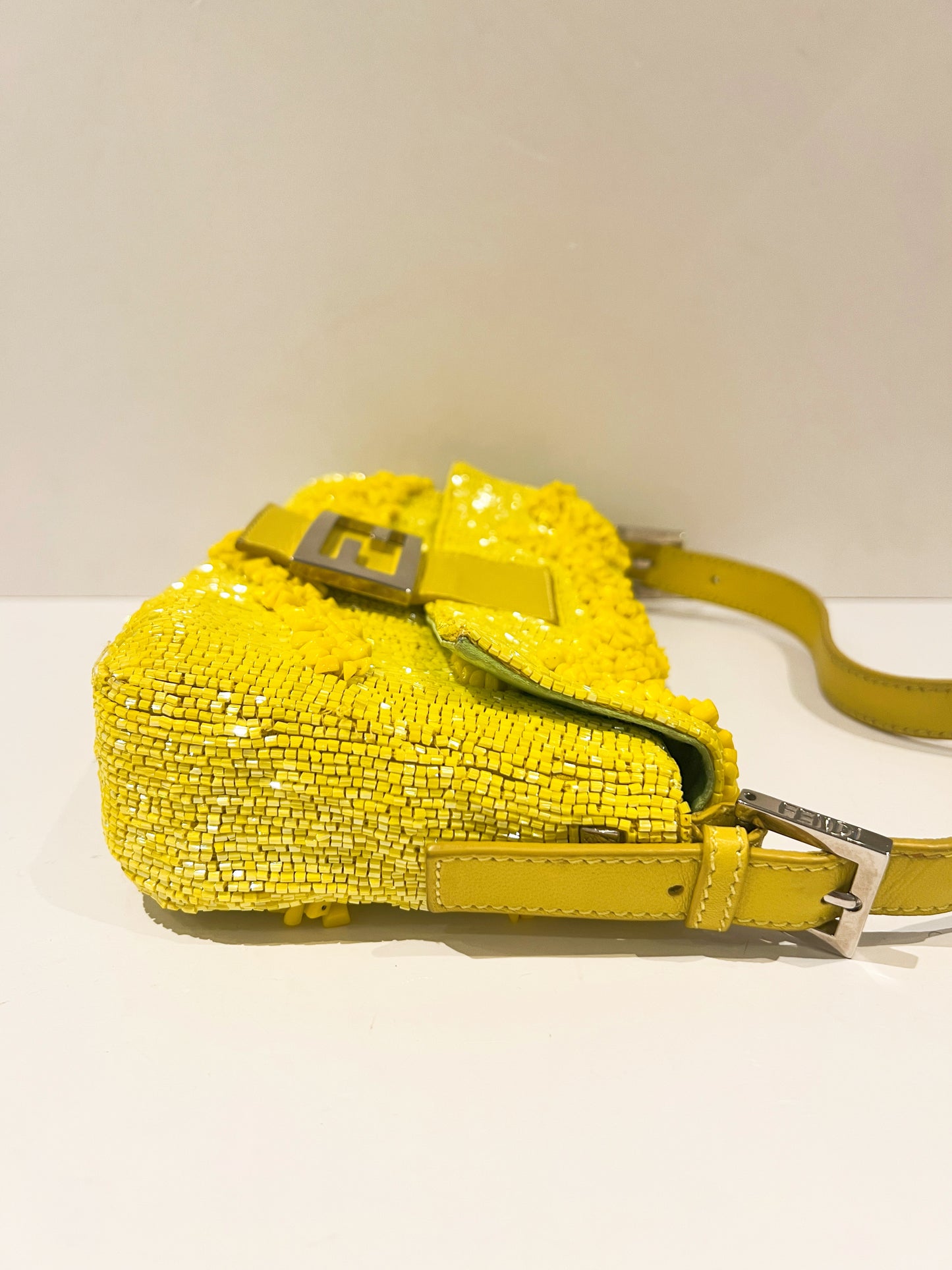Fendi Yellow Beaded Baguette