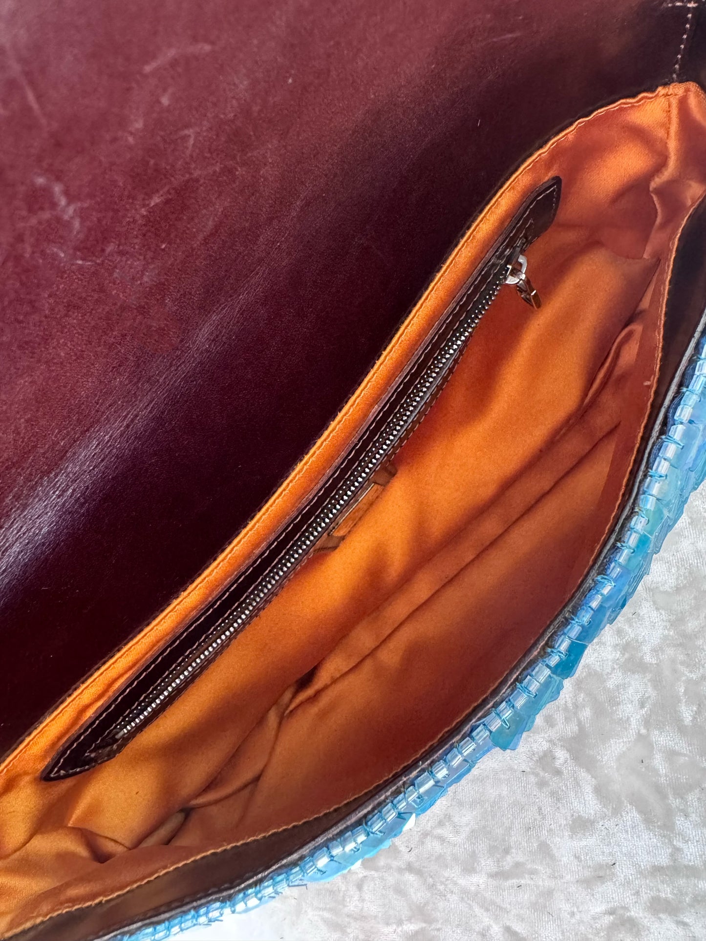Fendi Blue Sequins Baguette