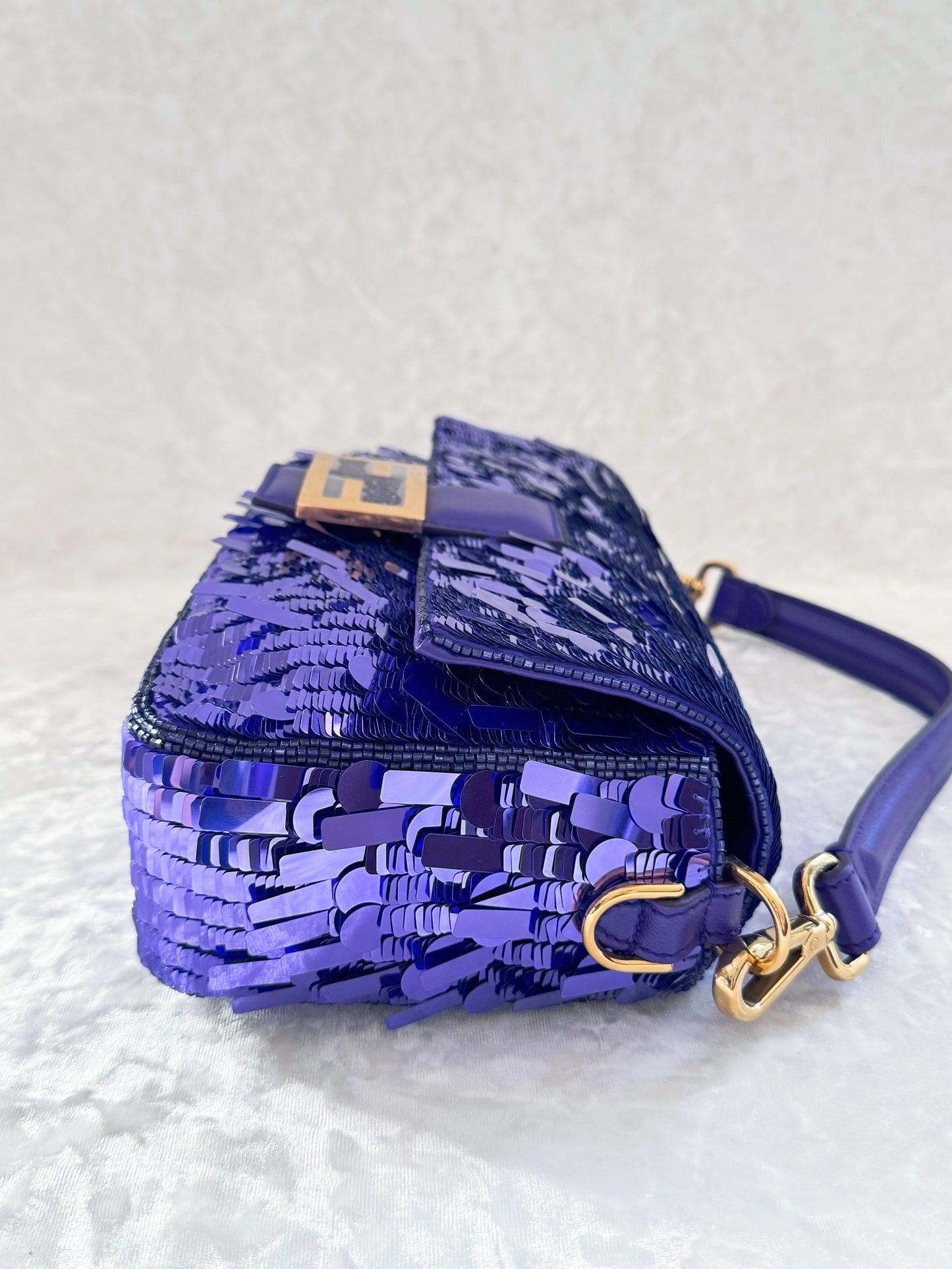 Fendi Re-Edition Purple Sequins Baguette