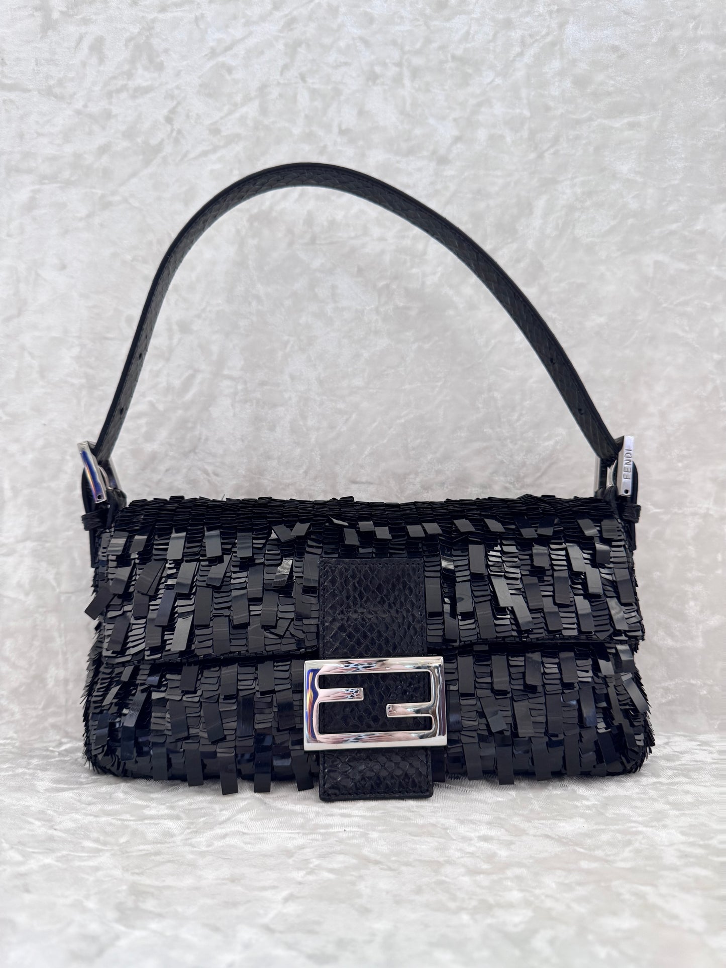 Fendi Black Sequins Baguette