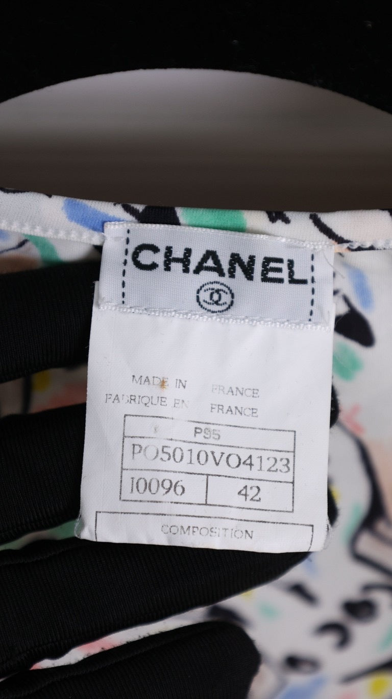 Vintage Chanel 95P Shoe Print Cropped T-Shirt