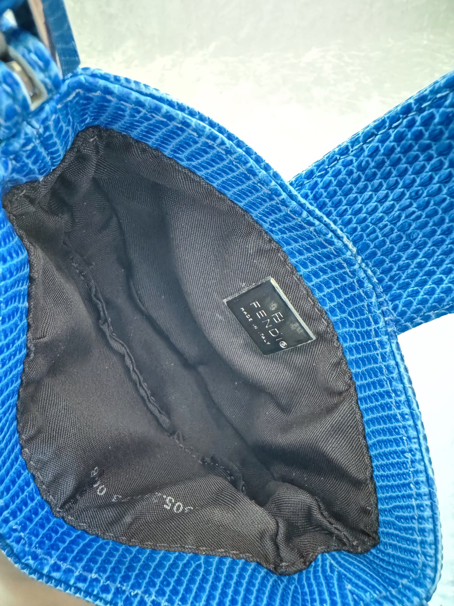 Fendi Blue Lizard Croissant Bag