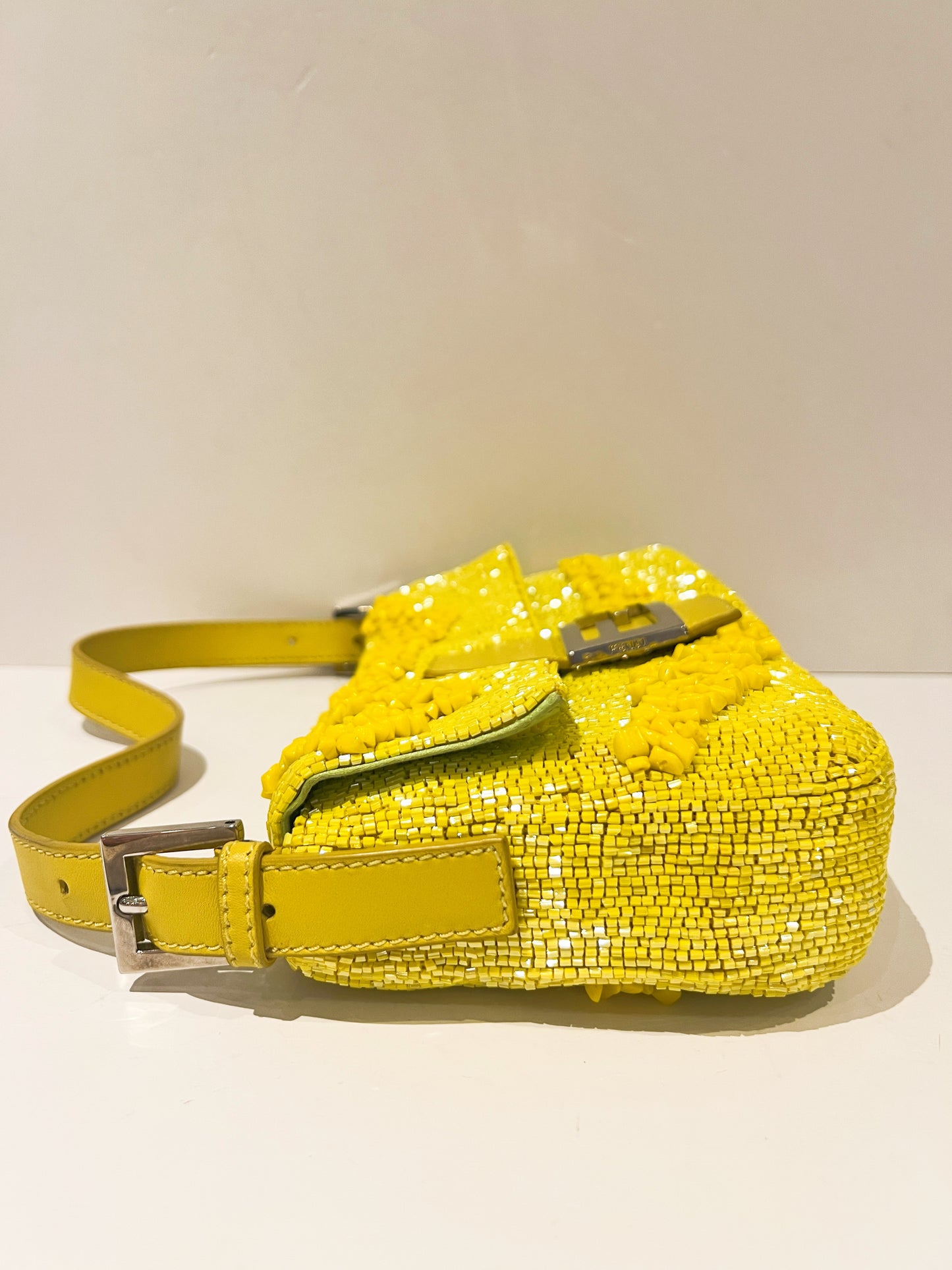 Fendi Yellow Beaded Baguette