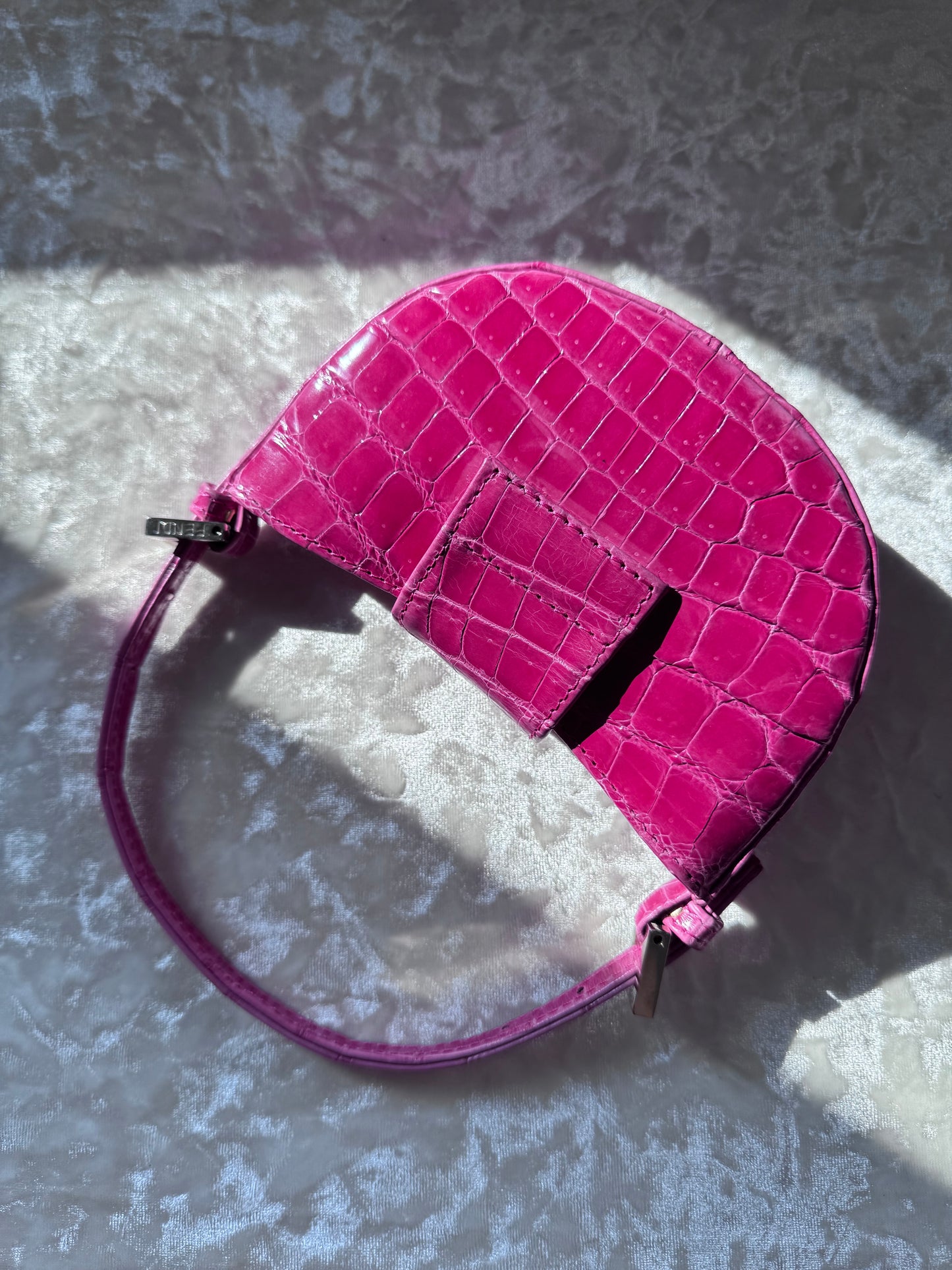 Fendi Pink Alligator Croissant 