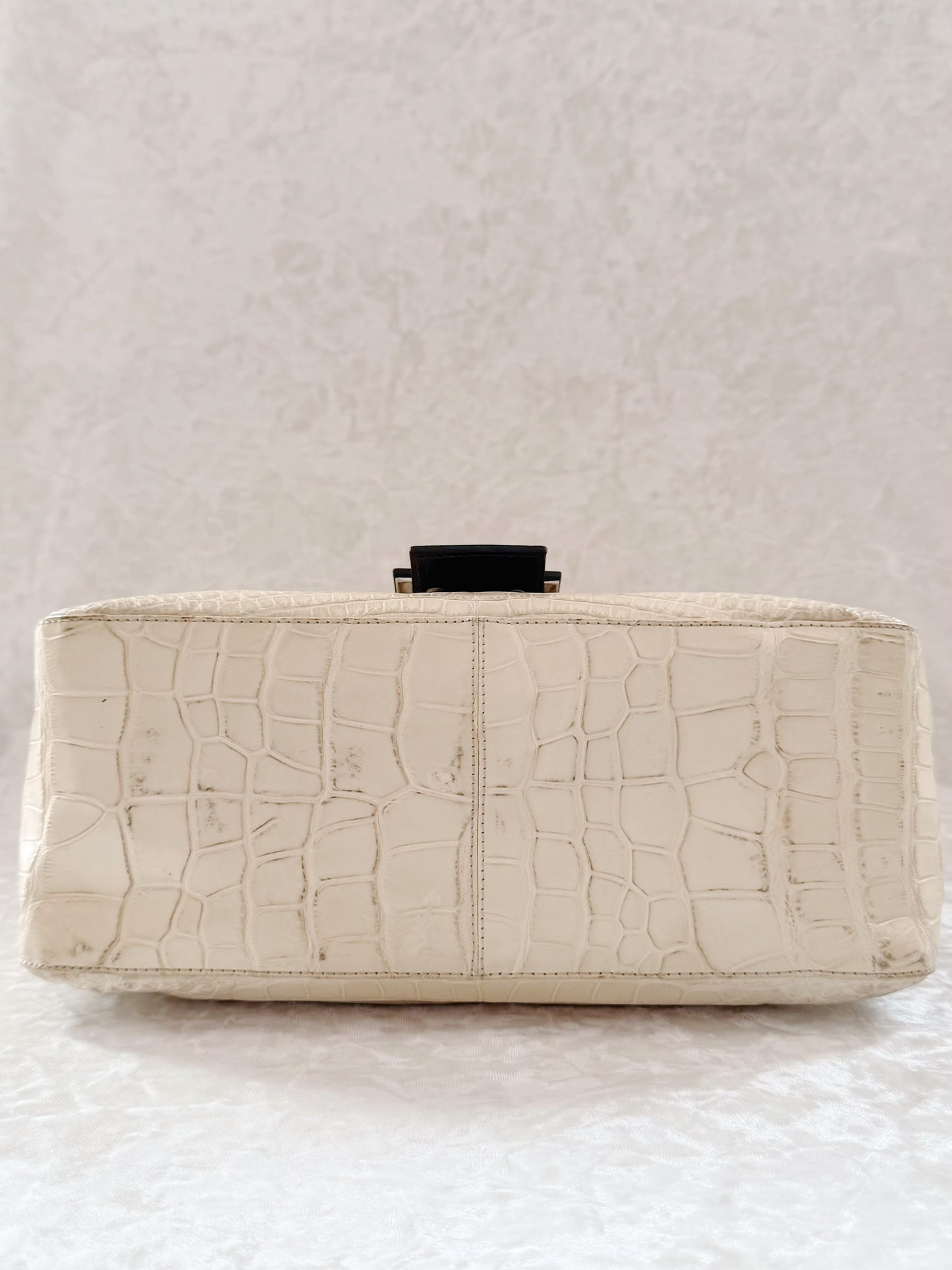 Fendi Cream White Alligator Mamma Baguette
